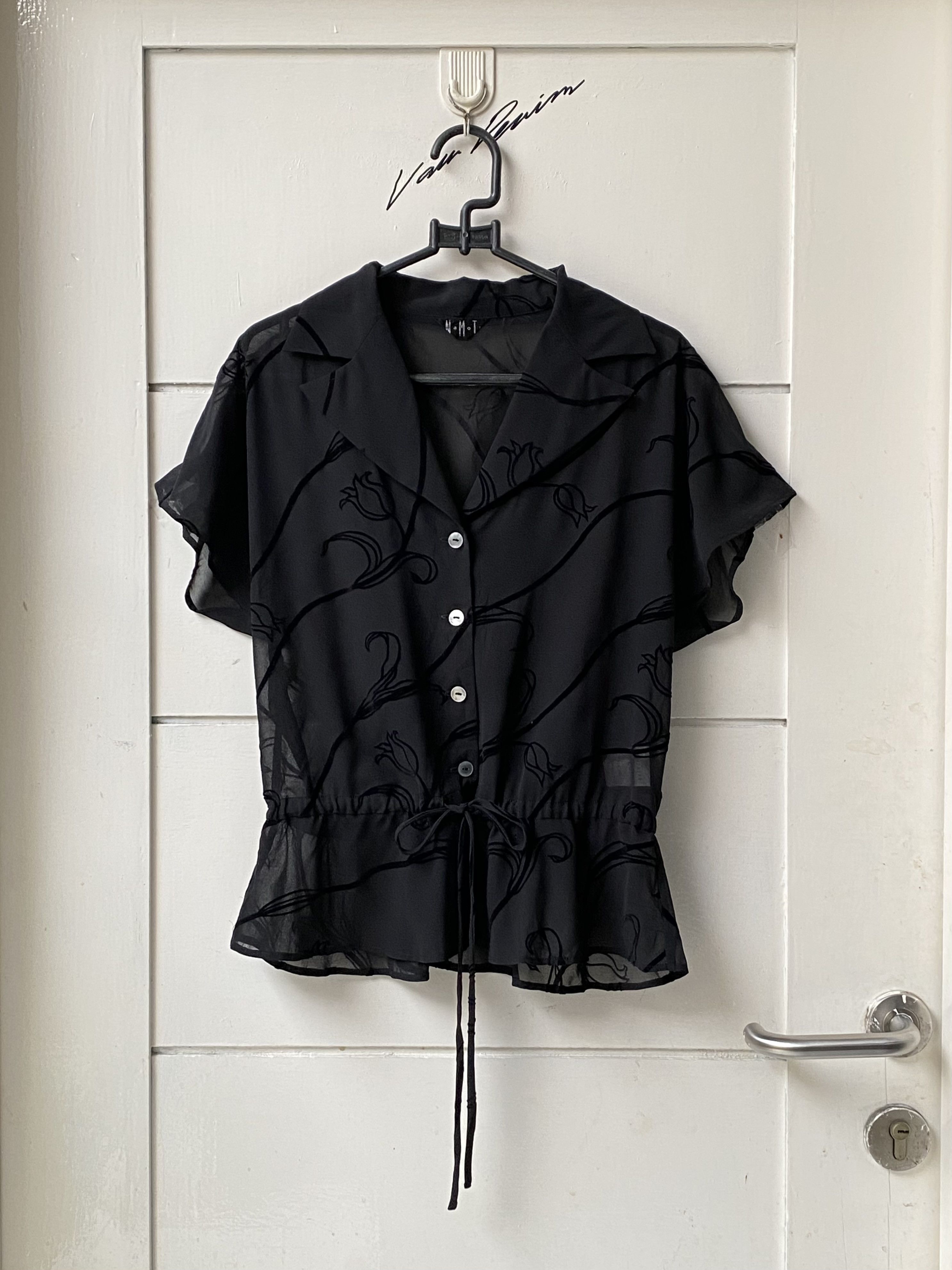 NAMOTO Punk Bondage Black Mesh Blouse