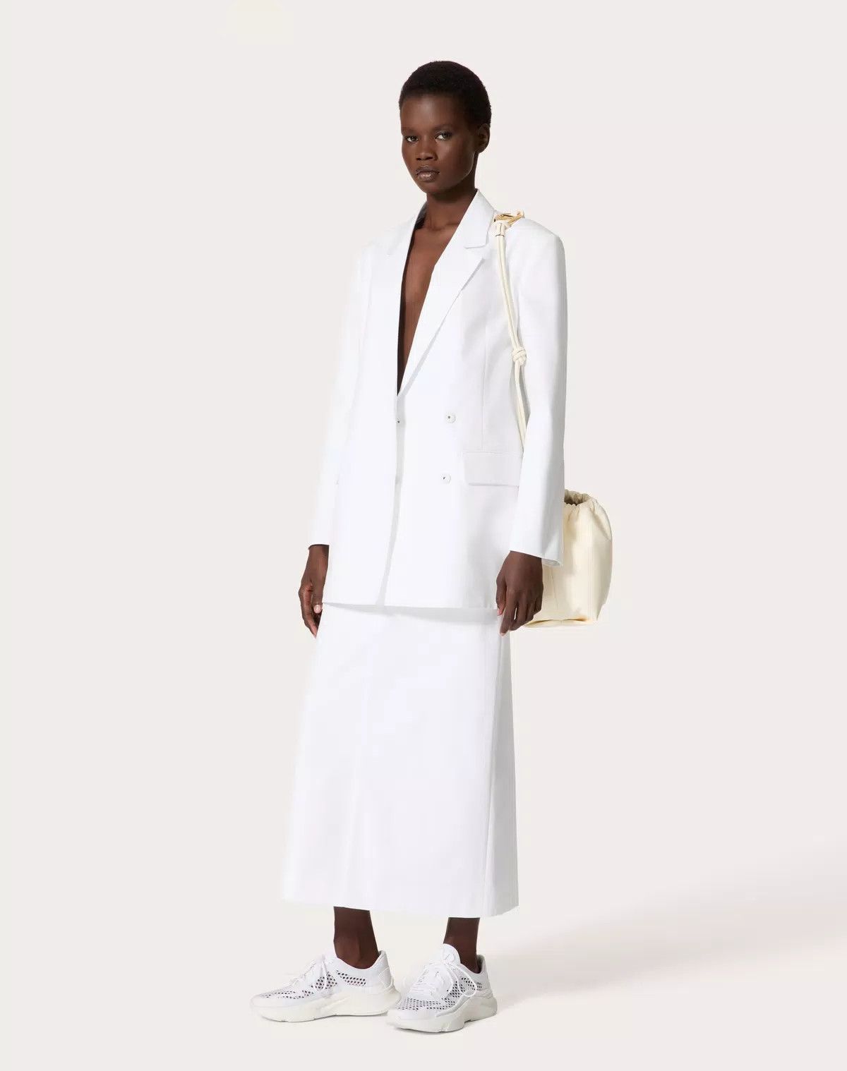 Valentino o1s1wg110625 Compact Popeline Blazer in White Size M / US 6-8 / IT 42-44 - 3 Thumbnail