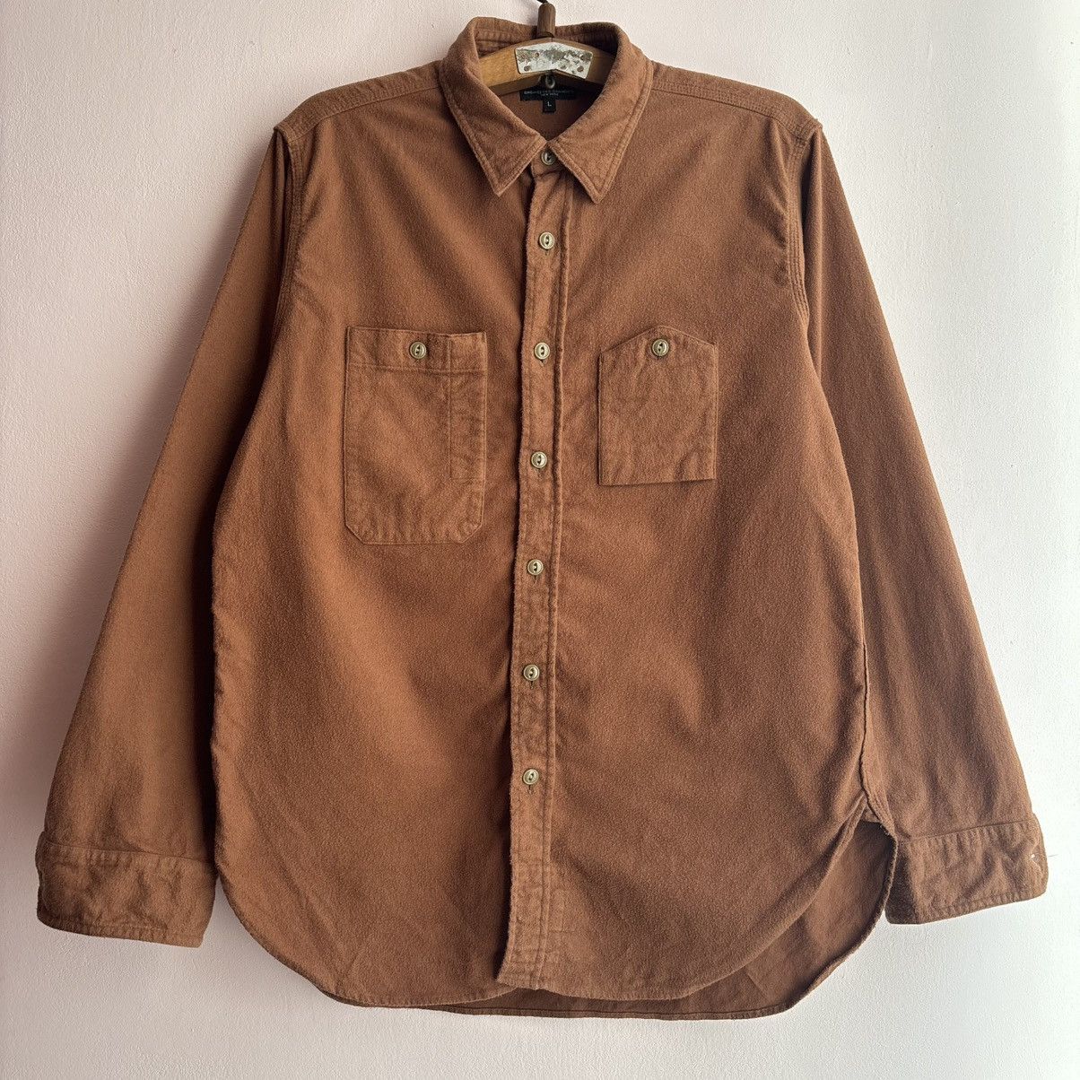 Engineered Garments Engineered Garments Work Shirt Solid Cotton Flannel Brown Size US L / EU 52-54 / 3 - 3 Thumbnail