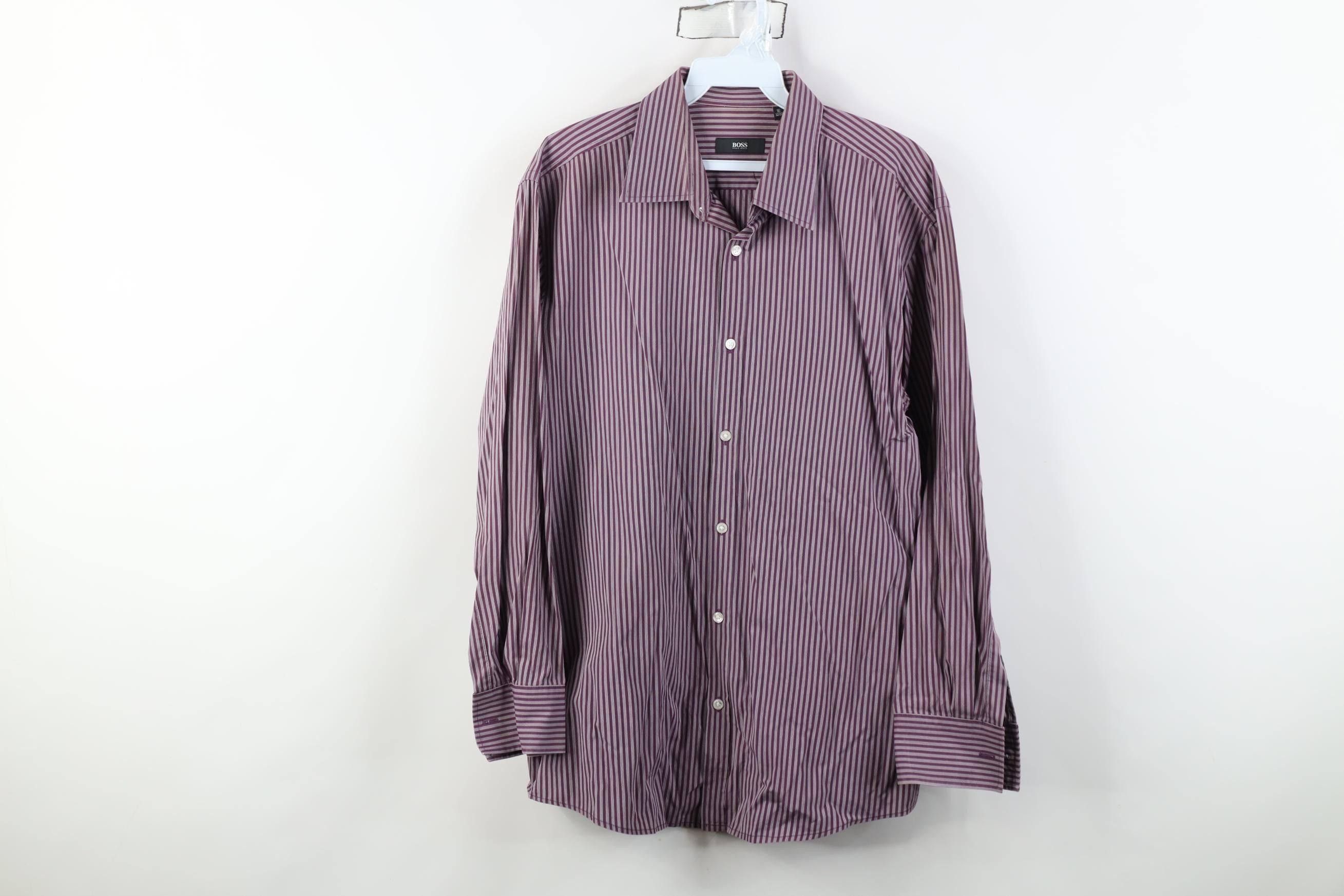 Hugo Boss Hugo Boss Slim Fit Distressed Striped Collared Button Shirt Size US M / EU 48-50 / 2 - 1 Thumbnail