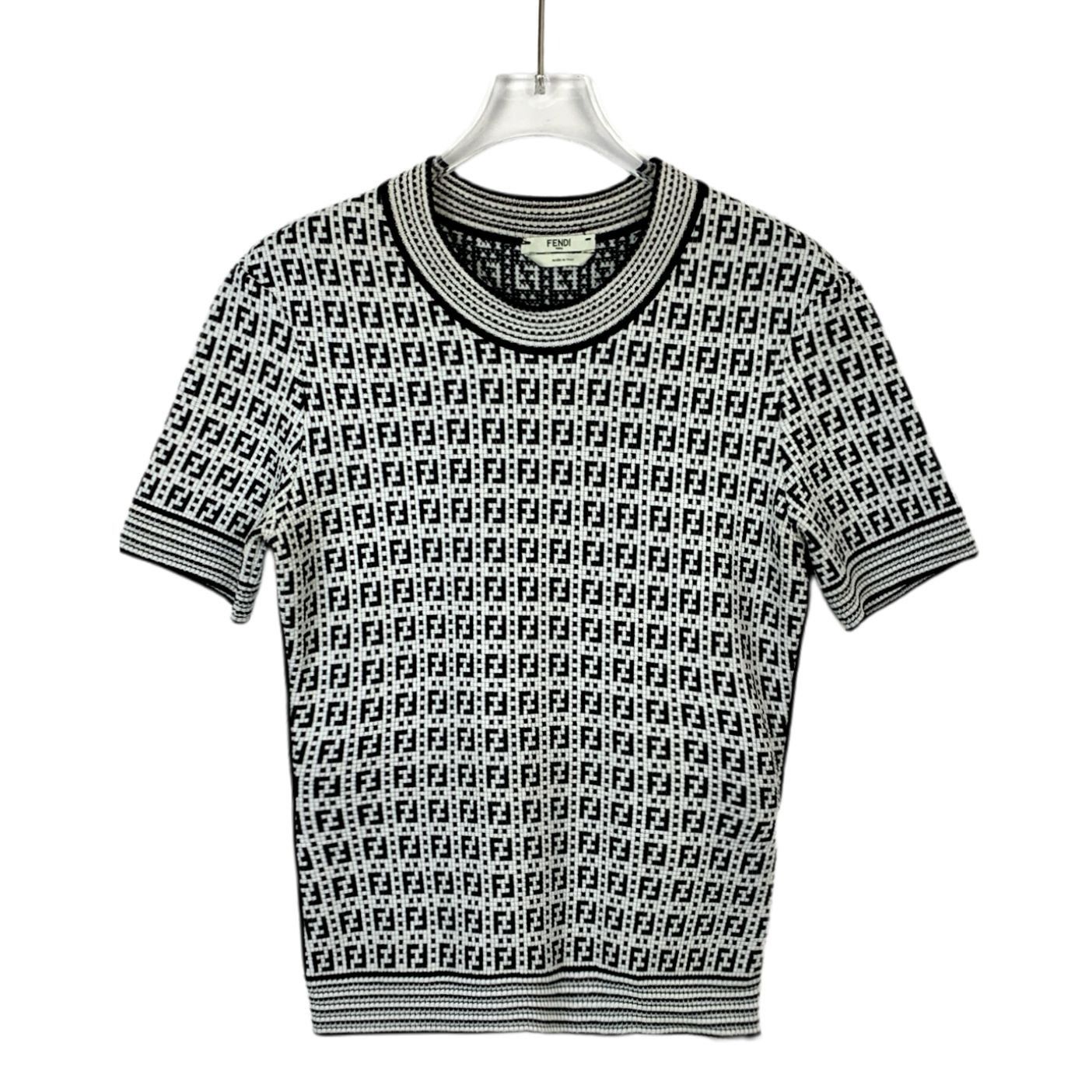 Fendi Fendi Roma Black & White Knit Monogram Pullover Top Size 40 Size S / US 4 / IT 40 - 1 Thumbnail