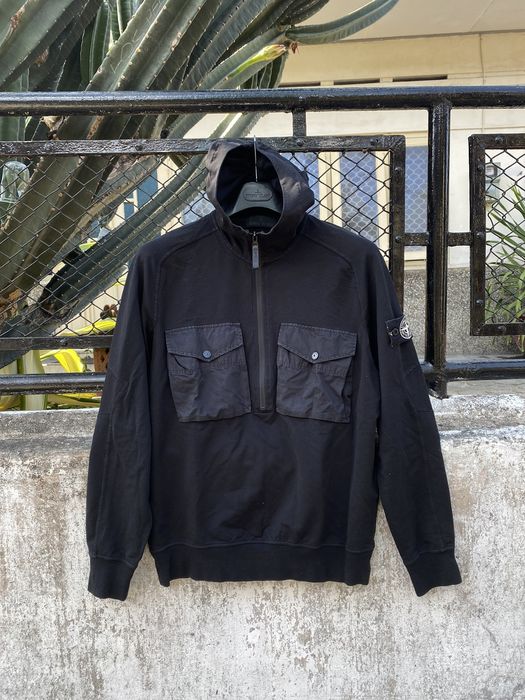 Stone Island Stone island black ghost halfzip hoodie Grailed