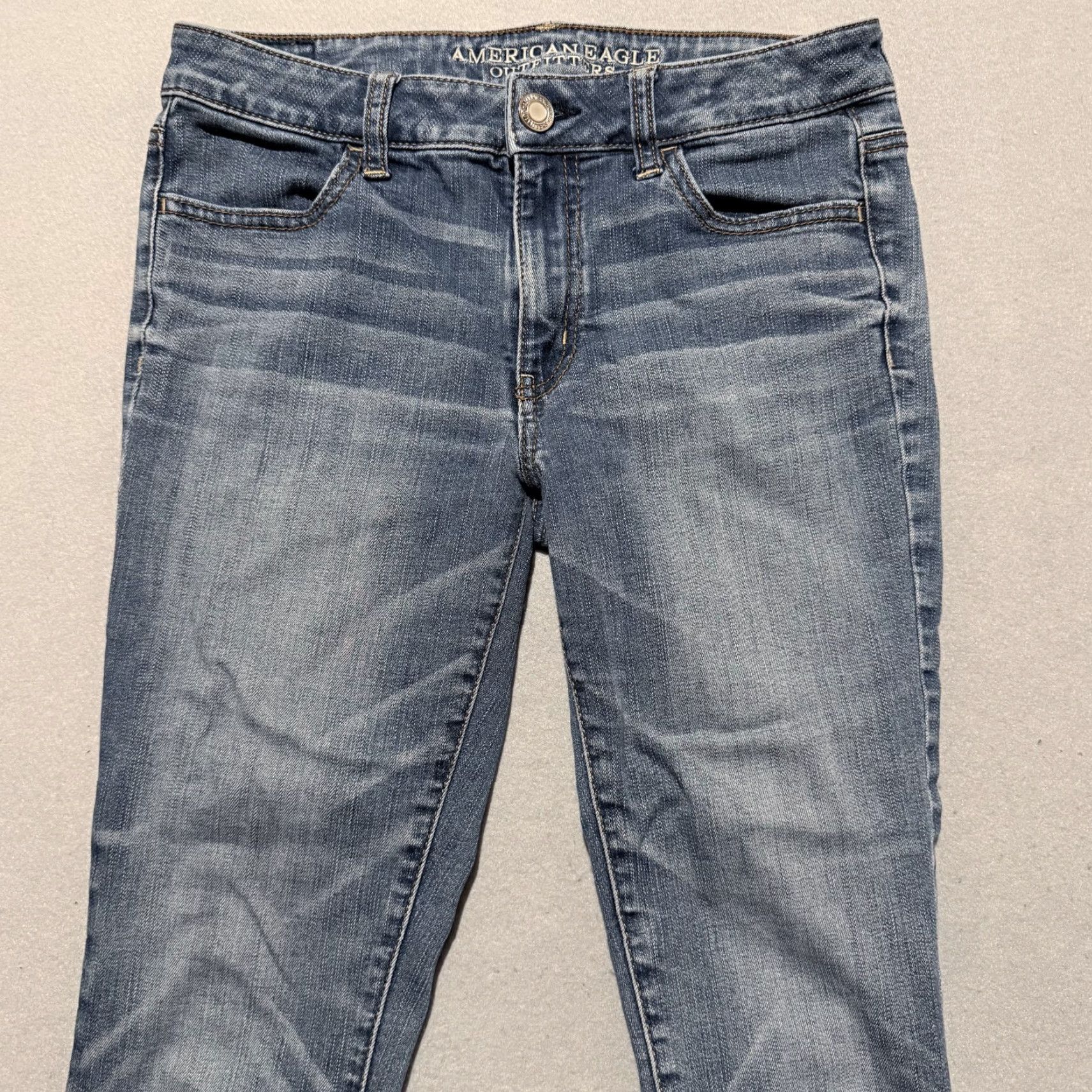 American Eagle Outfitters American Eagle Hi-Rise Jegging Crop Jeans Women's Blue Denim Super Stretch - 6 Size 28" / US 6 / IT 42 - 3 Thumbnail