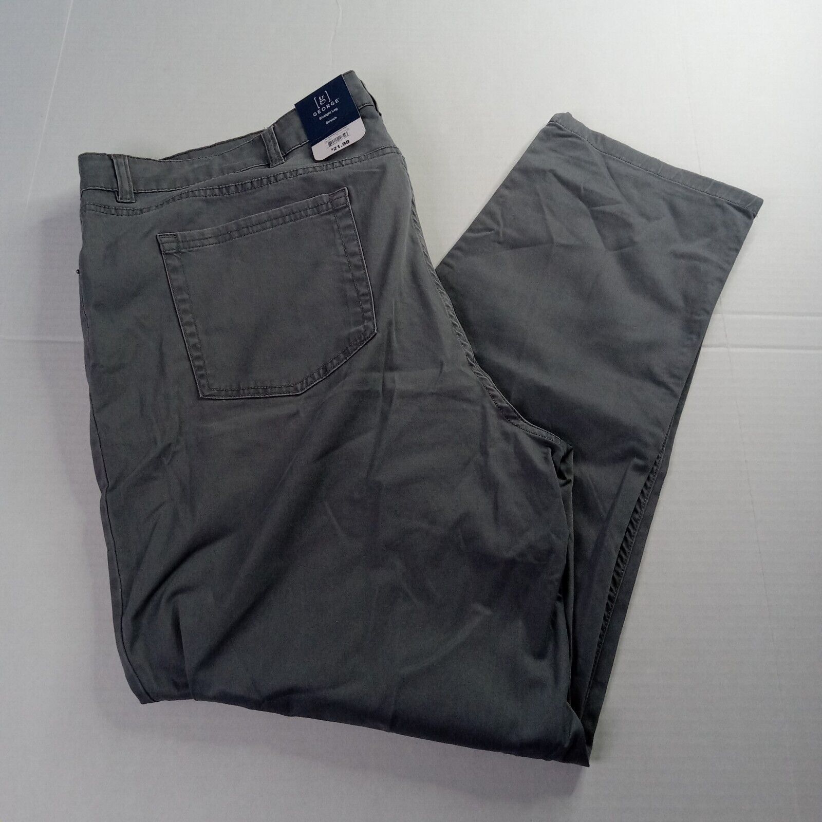 George George Chino Pants Mens Size 44x30 Gray Straight Leg Stretch Size US 44 / EU 60 - 1 Thumbnail