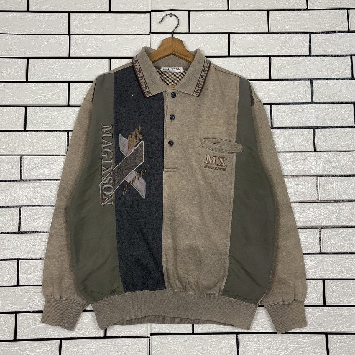 Japanese Brand 📌Vintage Collar Sweatshirt Magixson Embroidery Big Logo Size US L / EU 52-54 / 3 - 2 Thumbnail