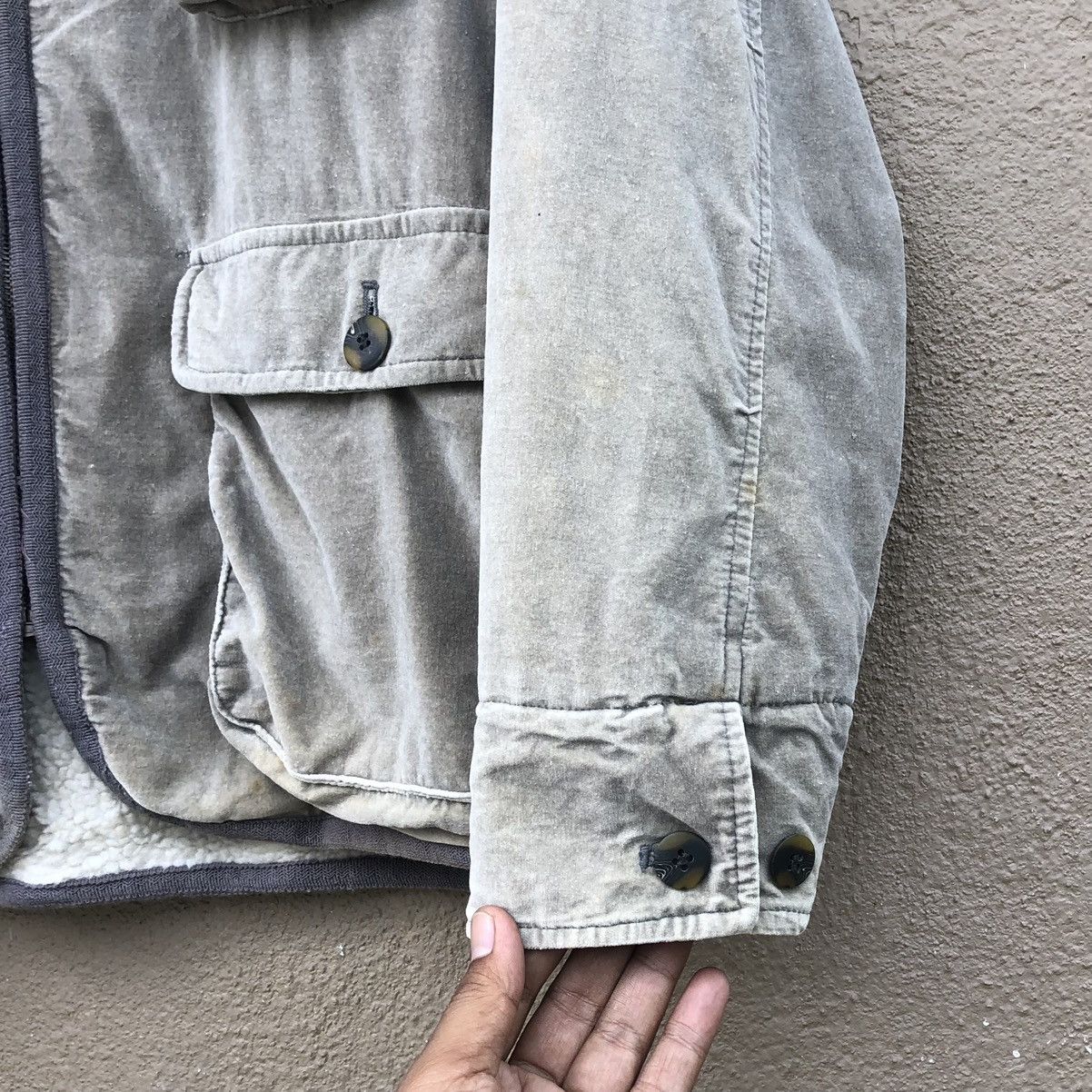 Vintage VTG Faded Multi Cargo Pocket Suede Lined Sherpa SafariJacket Size US L / EU 52-54 / 3 - 8 Thumbnail