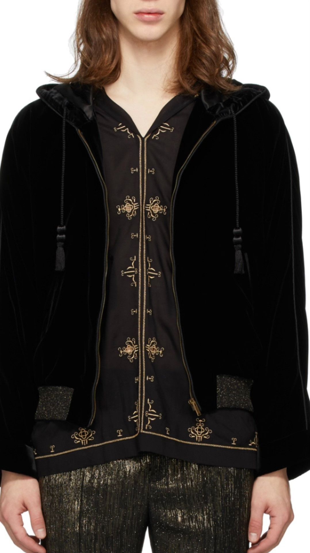 Saint Laurent Paris Saint Laurent Black Velvet Hooded Jacket Size US M / EU 48-50 / 2 - 1 Thumbnail