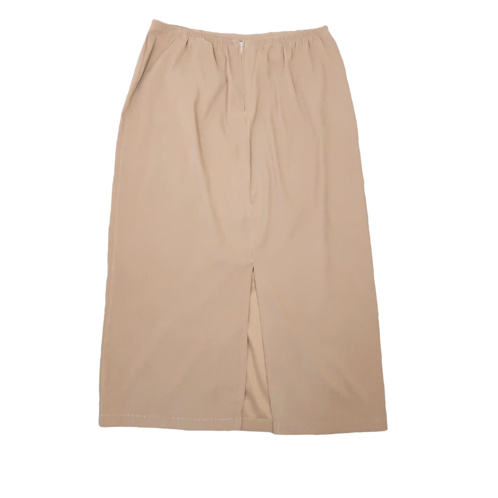 Vintage VINTAGE Sarah B Studio Tan Textured Midi Skirt 16 Skirt Women 90s Pencil High-Waisted Zip Back Polyester Spandex Fall Spring Women Womens Size 38" / US 16 / IT 52 - 2 Thumbnail