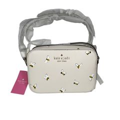 Kate Spade Black Buzz Leather Daisy Bumblebee Bee Crossbody Bag