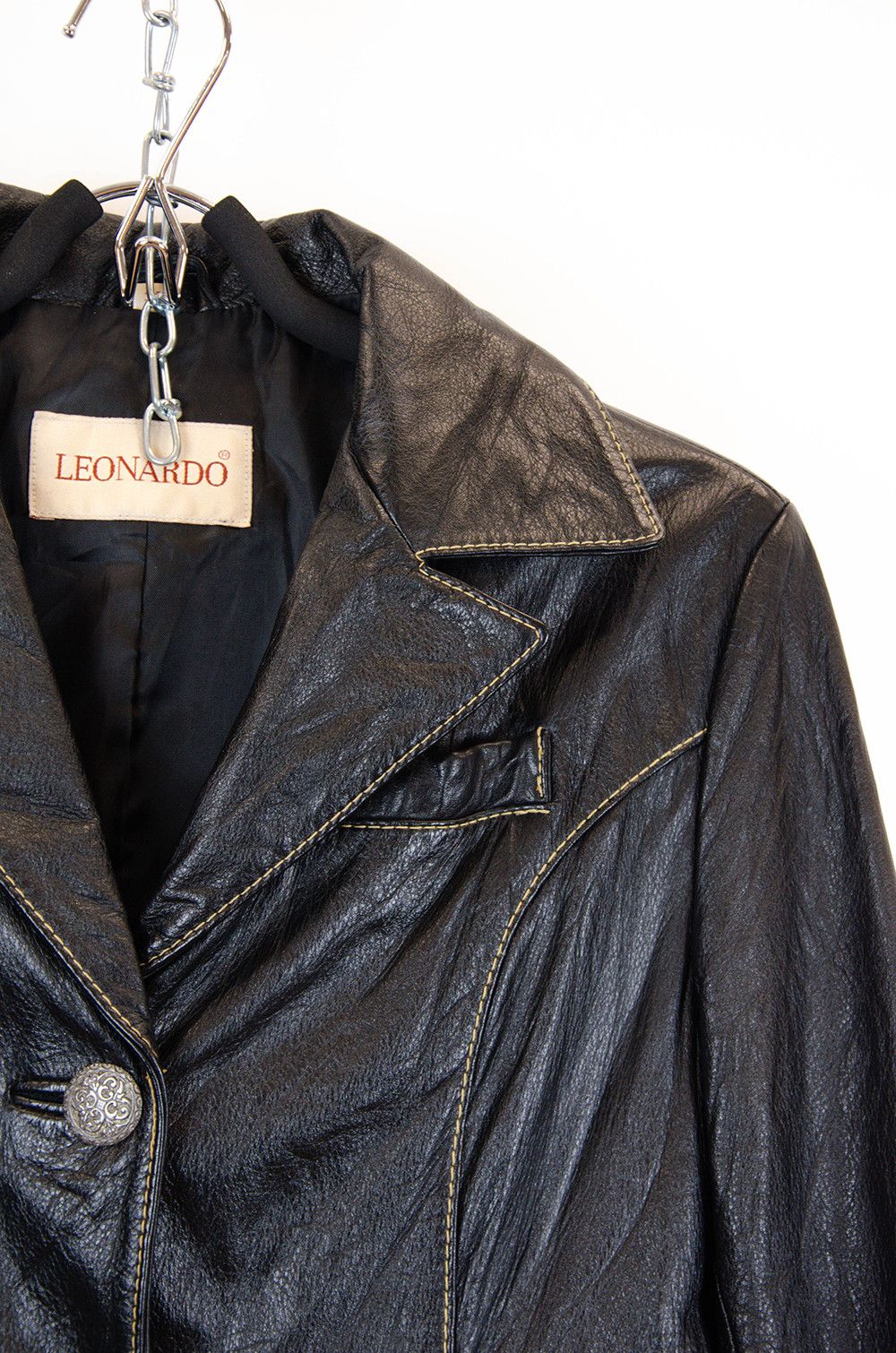 Vintage LEONARDO Vintage Leather Blazer S/M – Black Size S / US 4 / IT 40 - 7 Thumbnail