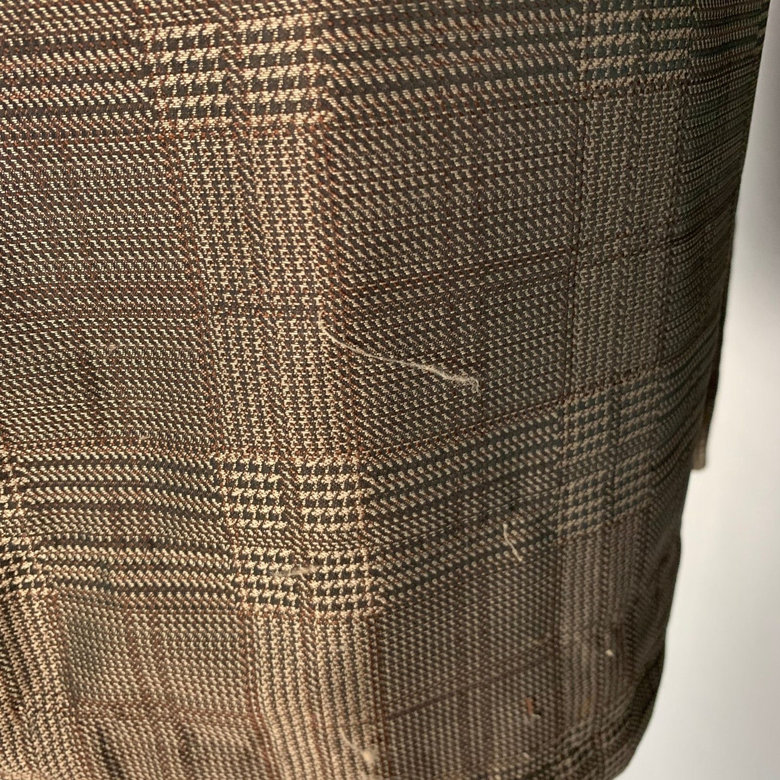 DRIES VAN NOTEN Size 42 Brown Taupe Glenplaid Polyester Coat