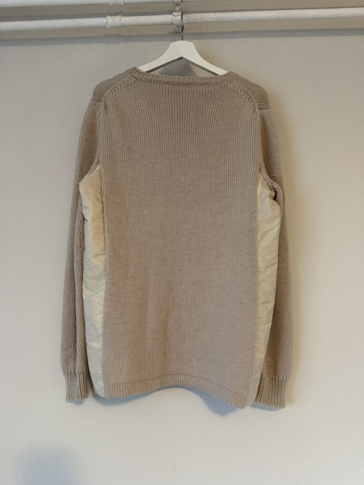 Prada Prada Beige Wool Knit Sweater with Padded Nylon Side Panels Size US L / EU 52-54 / 3 - 2 Thumbnail