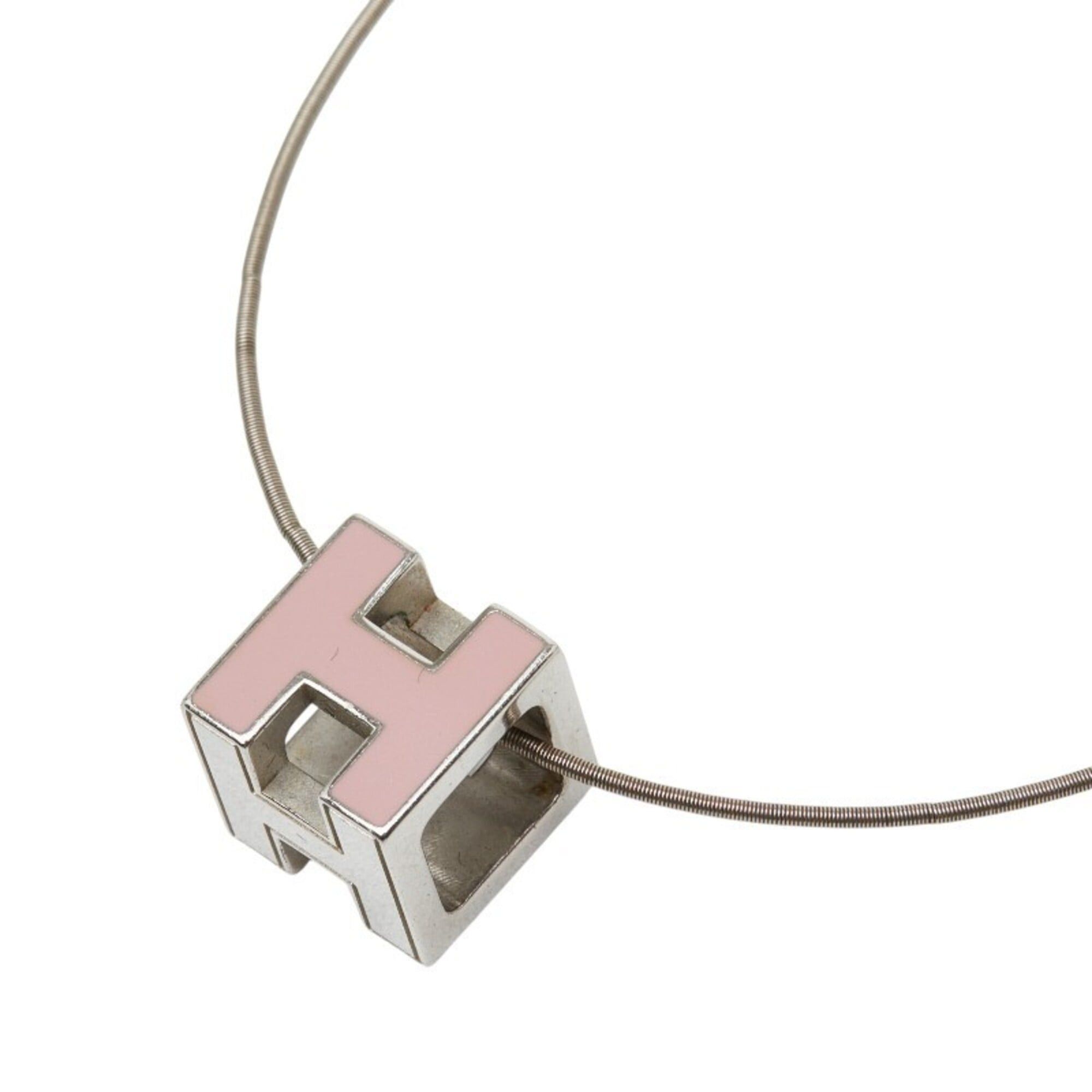 Hermes Hermes Cage d'H H-Cube Necklace, Silver and Pink Metal Enamel, Women's HERMES Size ONE SIZE - 1 Thumbnail