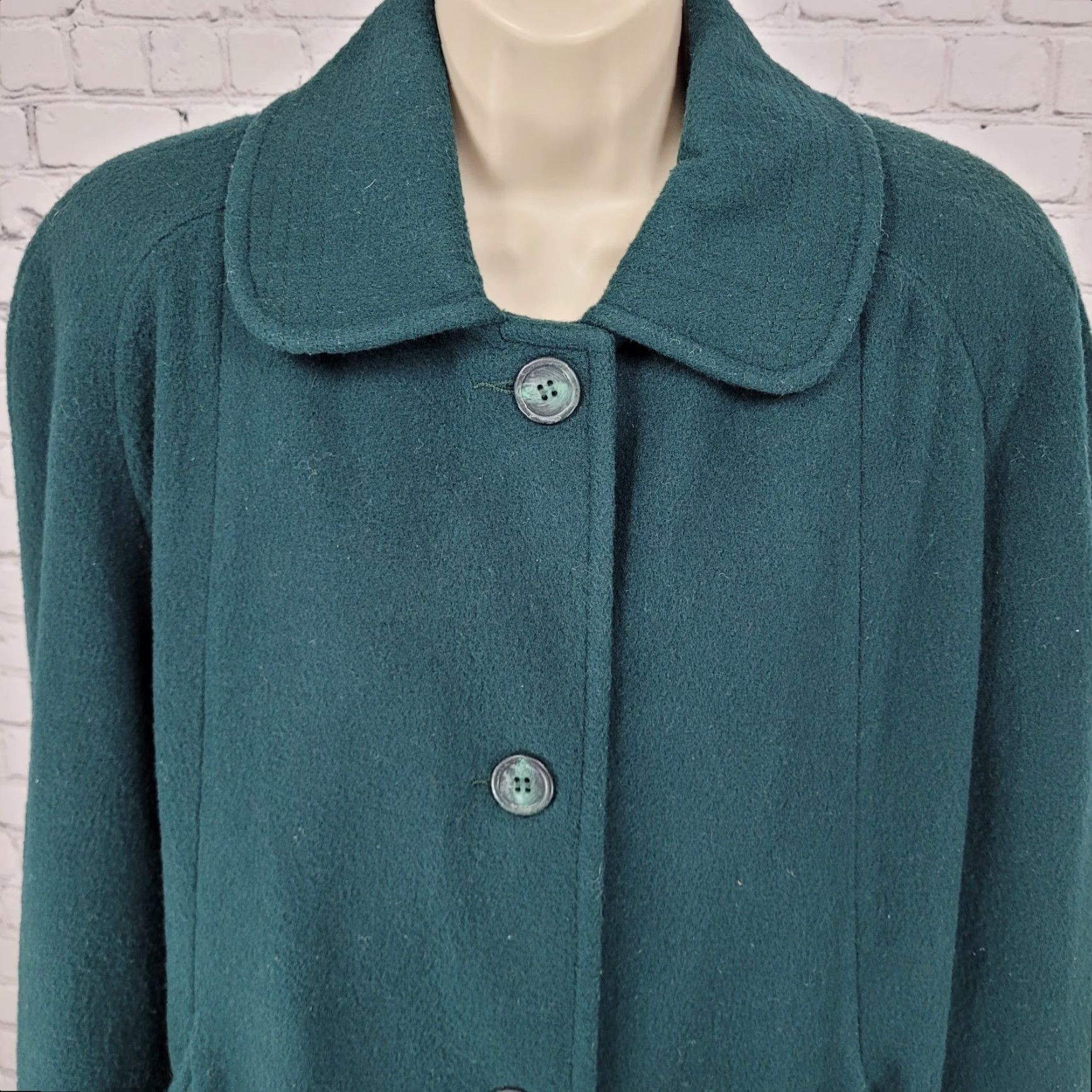 Vintage VINTAGE Herman Kay Coat Women Size 10 Green Wool Blend Lined Pockets Collared 90s Womens Size L / US 10 / IT 46 - 7 Thumbnail