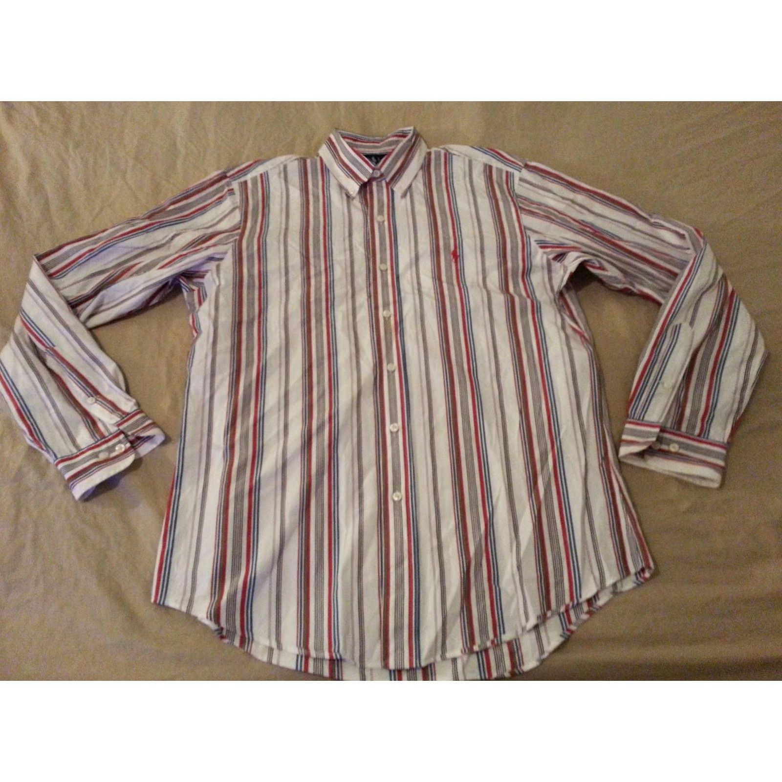 Polo Ralph Lauren Polo Ralph Lauren Dress Shirt Striped 16 34 35 Cotton White Mens Shirt Regular Sleeve 34/35 Boys? Size 42R - 2 Thumbnail