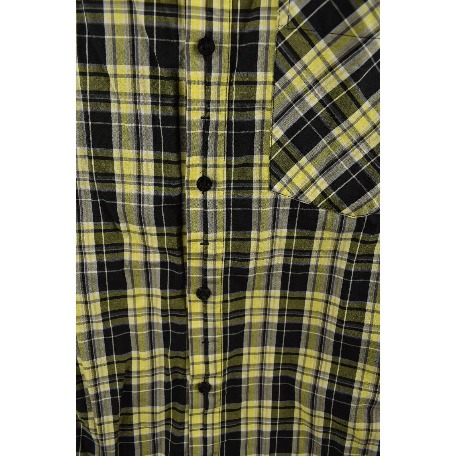 Sean John Sean John Mens XL Button Down Pocket Black and Yellow Plaid Size US XL / EU 56 / 4 - 6 Thumbnail