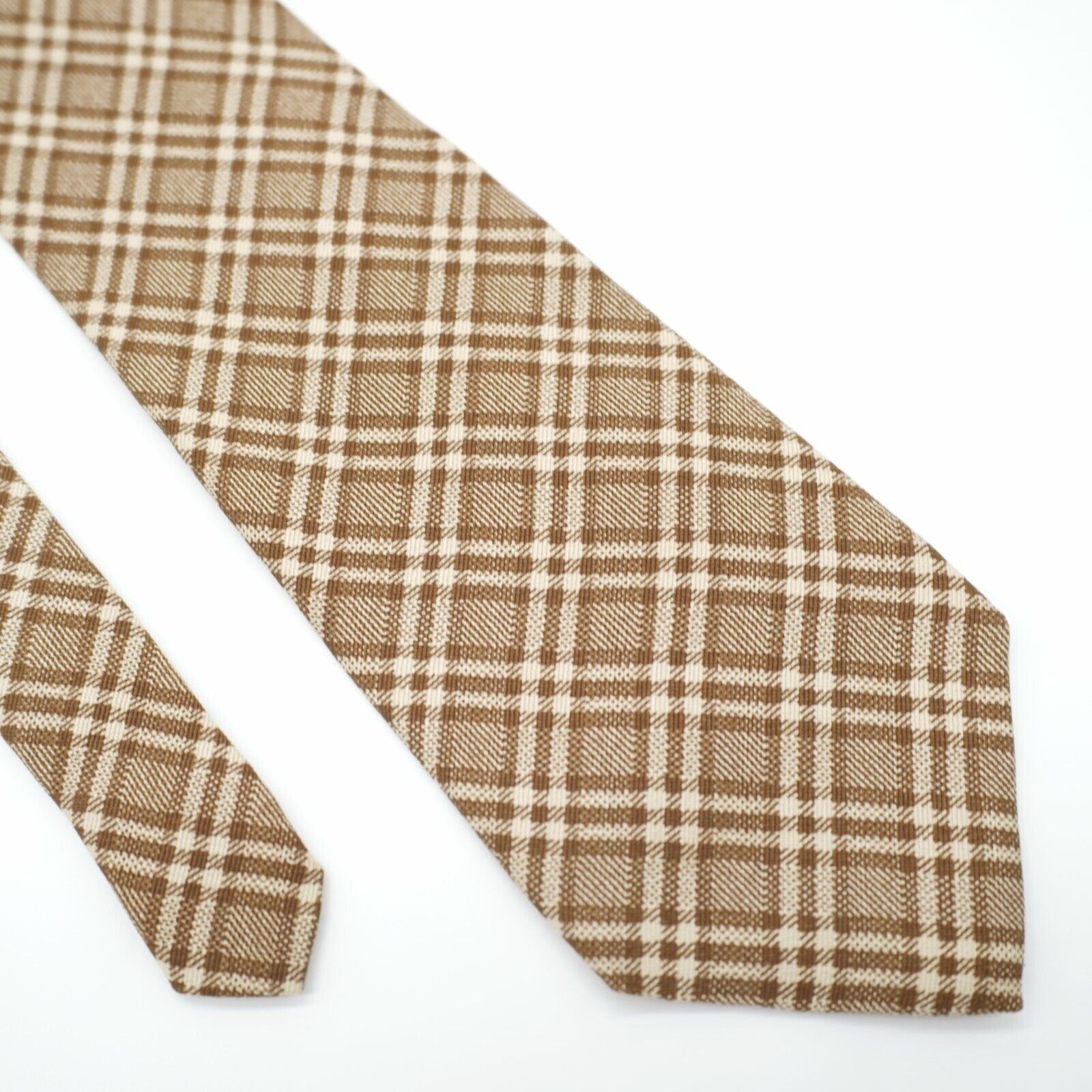 J.Crew J. Crew Glen Plaid Tan Woven Wide Silk Tie Size ONE SIZE - 1 Thumbnail