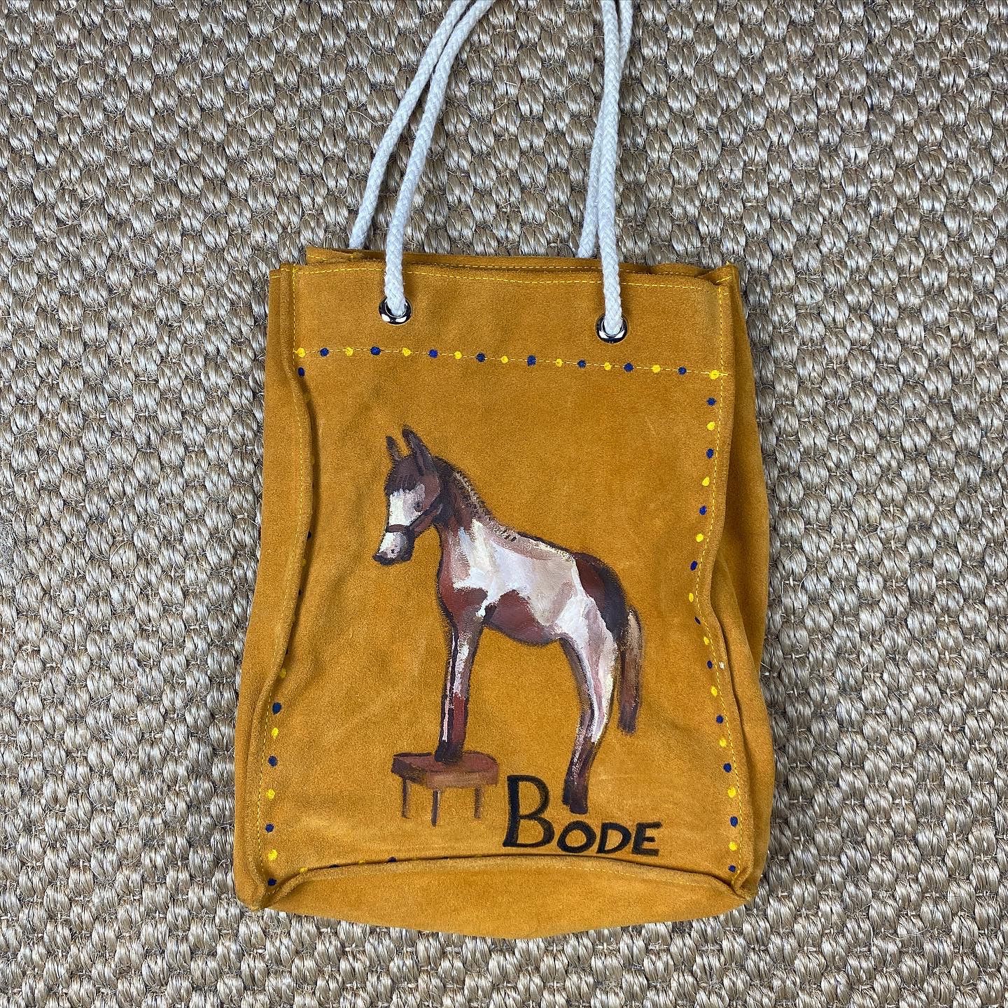 Bode Hand Painted Suede Tote Bag in Brown, Men's