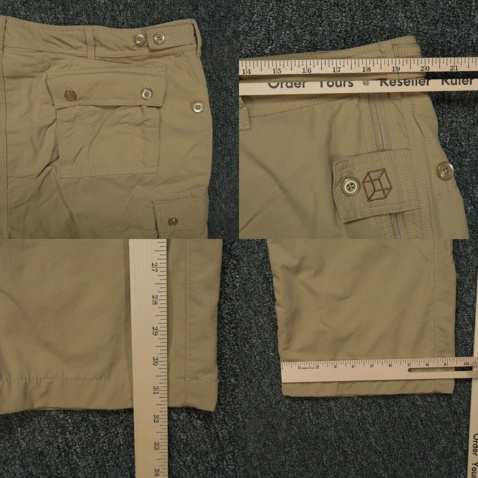 Vintage Clothing Arts Pants Men 40x32 Khaki Tan Cargo Pockets Zip Flat Front Nylon Beigish 40x32 Regular Mens Size US 40 / EU 56 - 8 Thumbnail