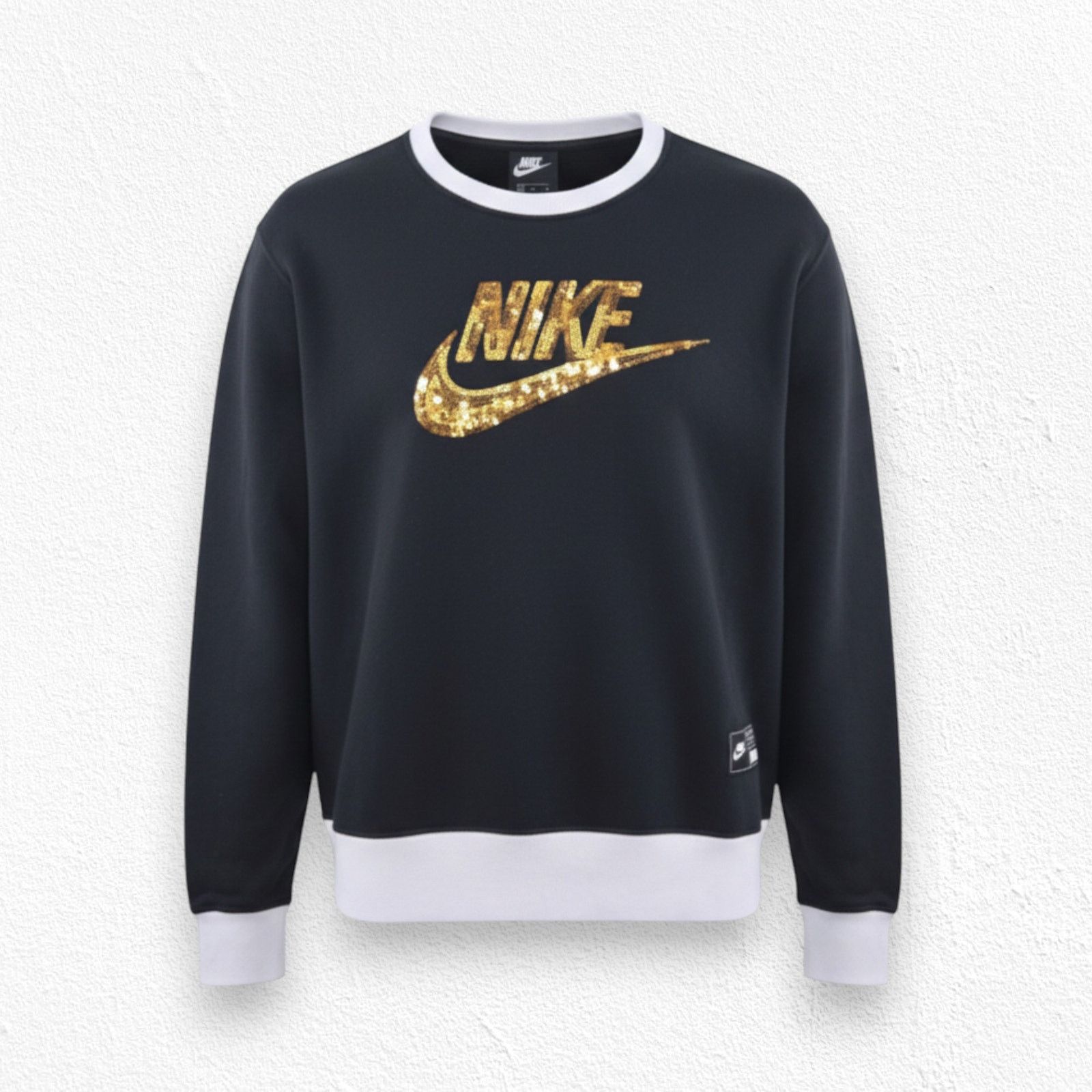 Nike Nike Black Gold Sequin Logo Crewneck Sweatshirt Size Medium Size M / US 6-8 / IT 42-44 - 1 Thumbnail