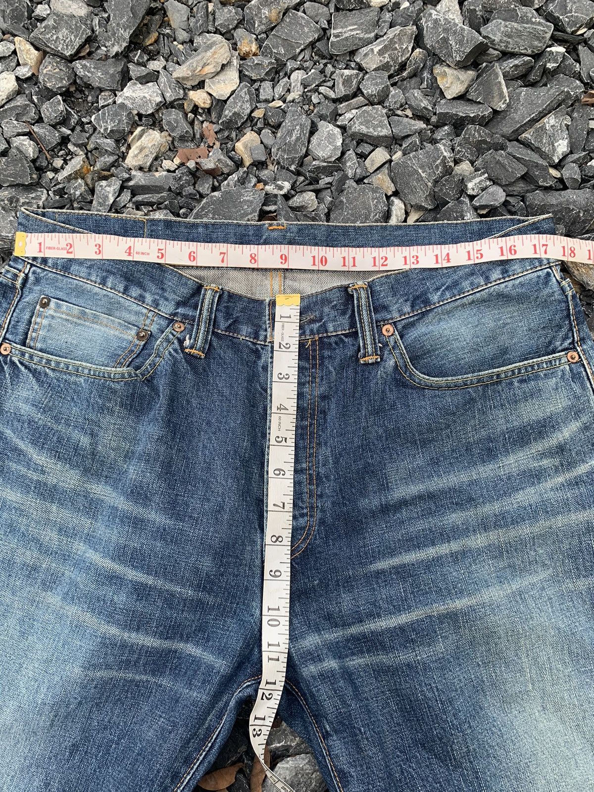 Japanese Brand ACOUSTIC SELVEDGE BUTTON FLY JAPANESE FADED DISTRESSED DENIM Size US 36 / EU 52 - 18 Thumbnail