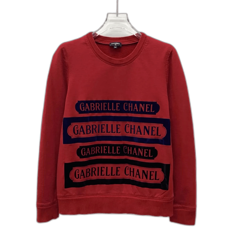 Chanel Red Chanel Graphic Cotton Long Sleeve Sweatshirt Size US XXS / EU 40 - 1 Thumbnail