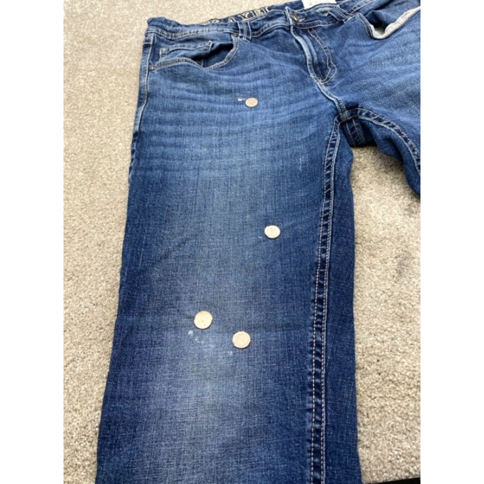 Denime AXEL Jeans Denim 36x32 Athletic Mens 5-Pocket Straight Blue Cotton Spandex Medium Wash Regular Rise Button Zip 36 Inseam 38 Waist Size US 36 / EU 52 - 4 Thumbnail