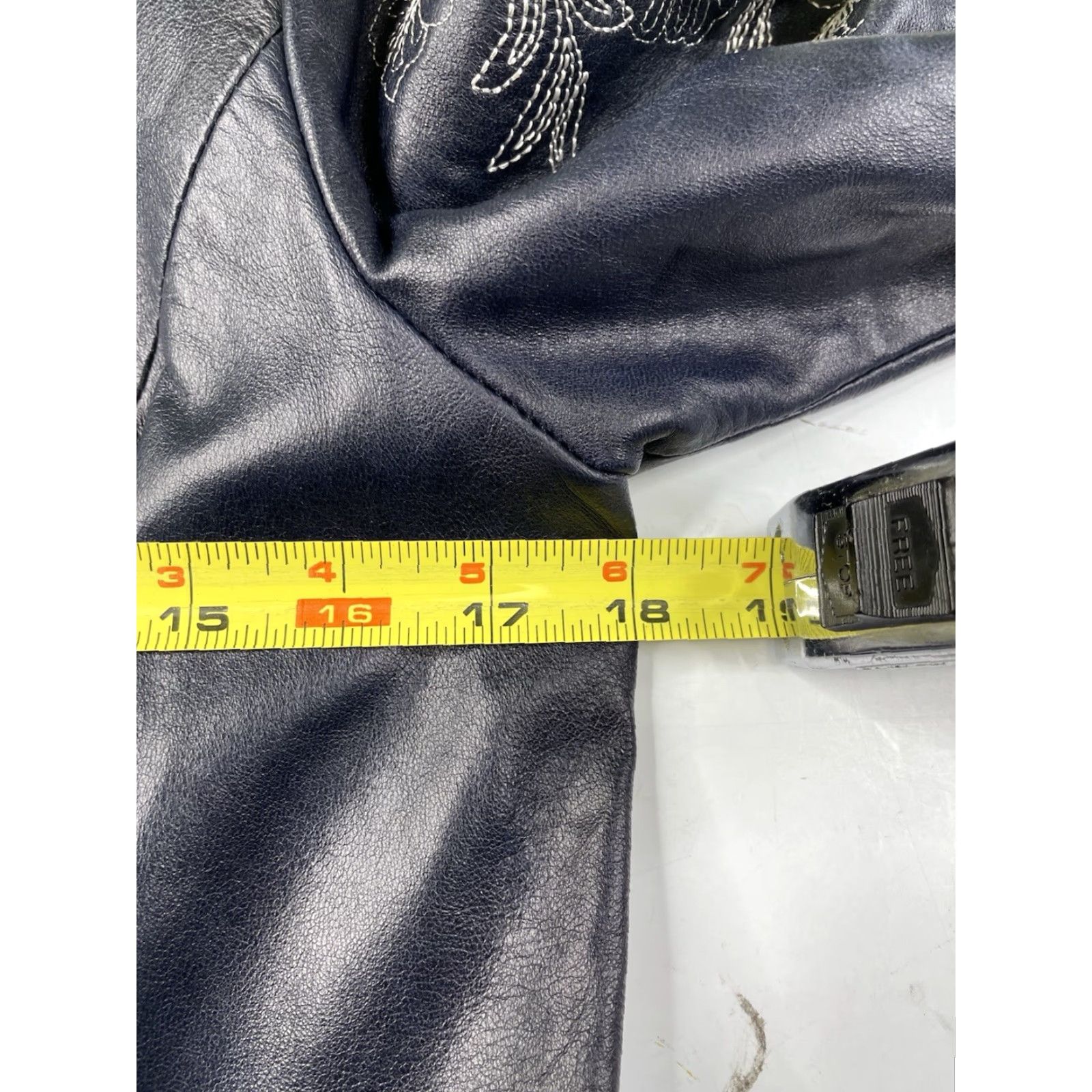 St. John St. John Collection Leather Zip Jacket Navy Floral Embroidery Women’s Size 4 Size S / US 4 / IT 40 - 6 Thumbnail