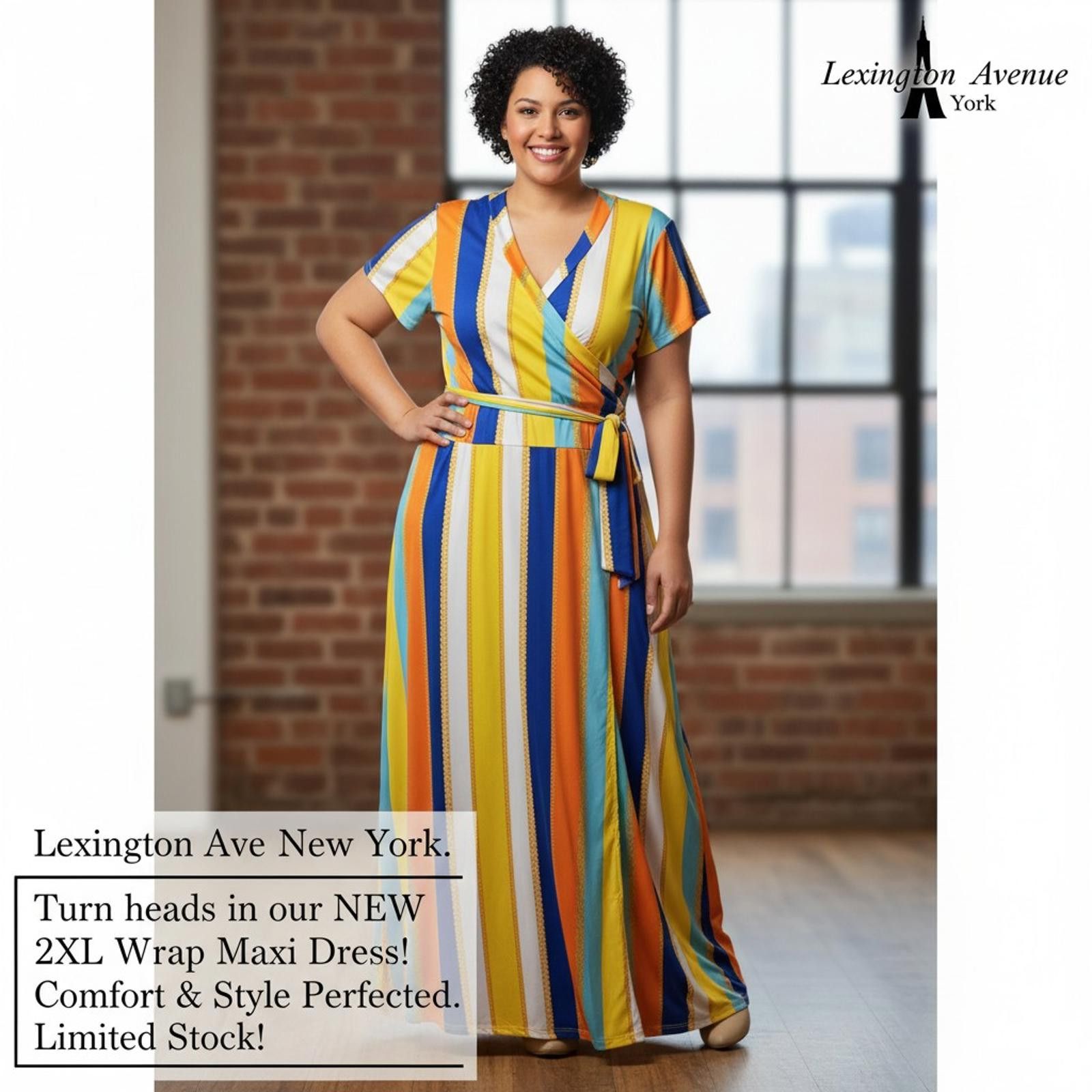 Other 2XL Wrap Maxi Dress with Colorful Vertical Stripes Size XXL / US 16-18 / IT 52-54 - 2 Thumbnail