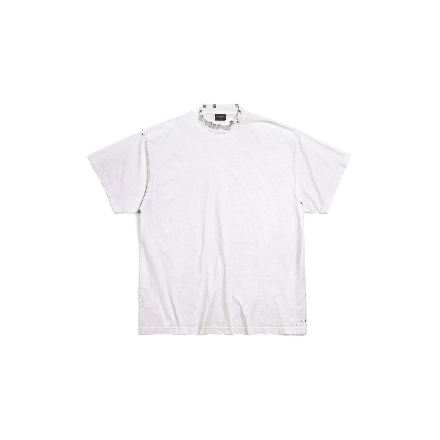 Balenciaga Pierced T- Shirt Oversized in White Size US S / EU 44-46 / 1 - 1 Thumbnail