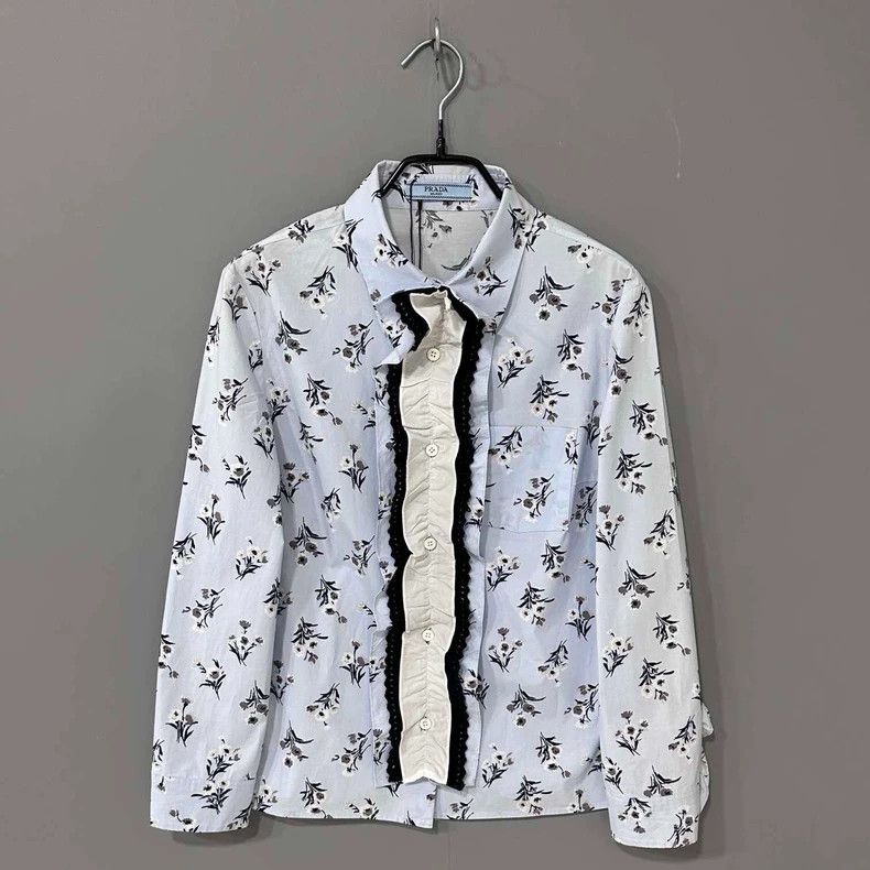 Prada Floral Blue Button-Up Shirt by PRADA- DMC Size US M / EU 48-50 / 2 - 1 Thumbnail