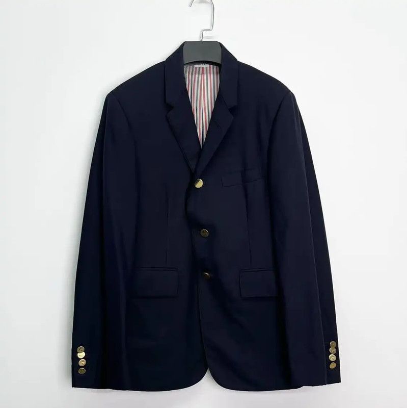 Thom Browne Thom Browne Men's Navy Wool Blazer 0089 Size US S / EU 44-46 / 1 - 1 Thumbnail