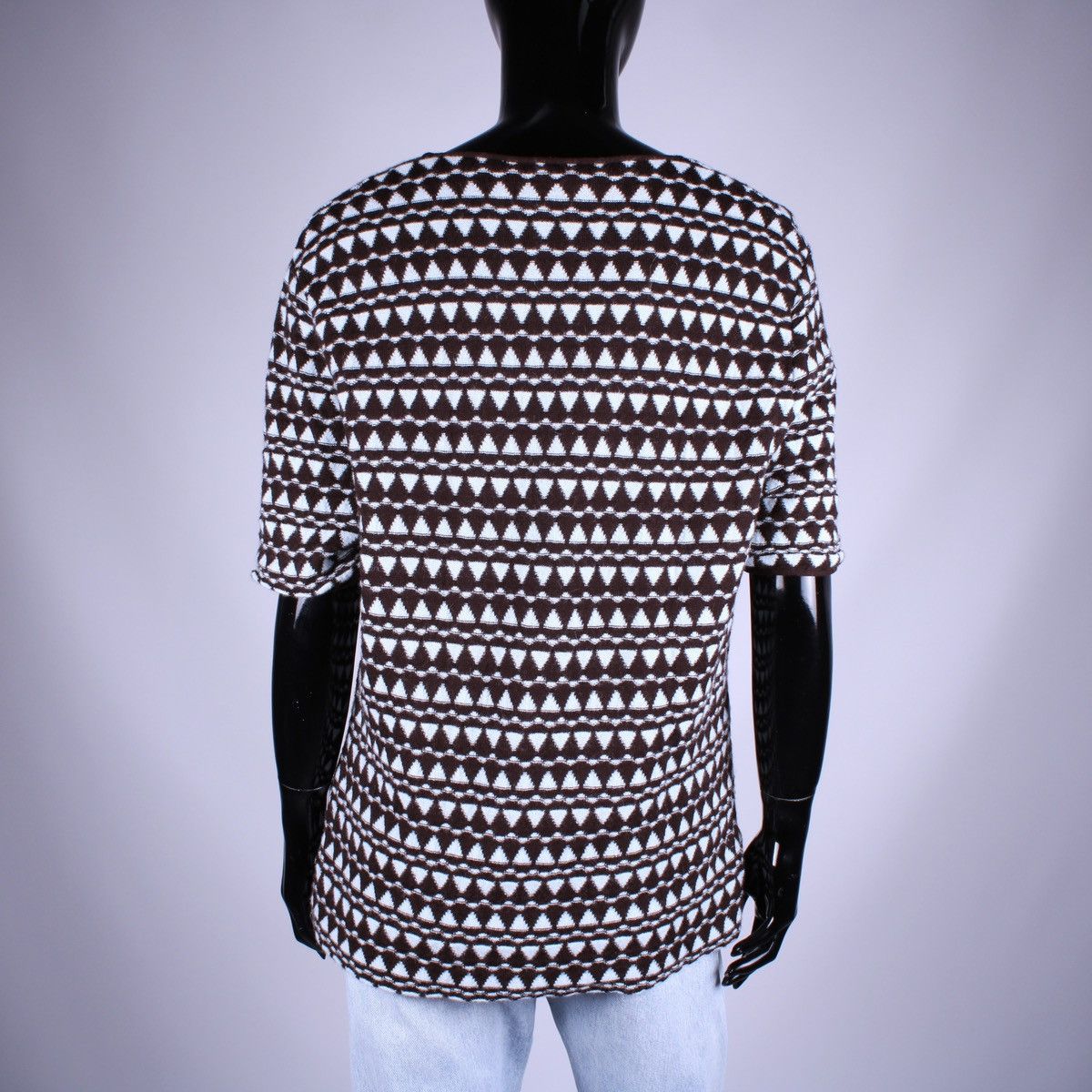 Salvatore Ferragamo × Vintage Vintage Salvatore Ferragamo Wool Cashmere Geometric T-Shirt Size M / US 6-8 / IT 42-44 - 5 Thumbnail