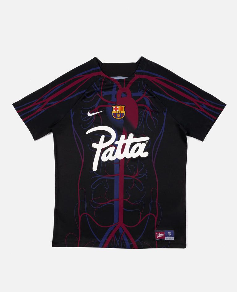 image of F C Barcelona x Nike Fcb X Patta Culers Del Món Men's Pre-Match Jersey in Black (Size Medium)