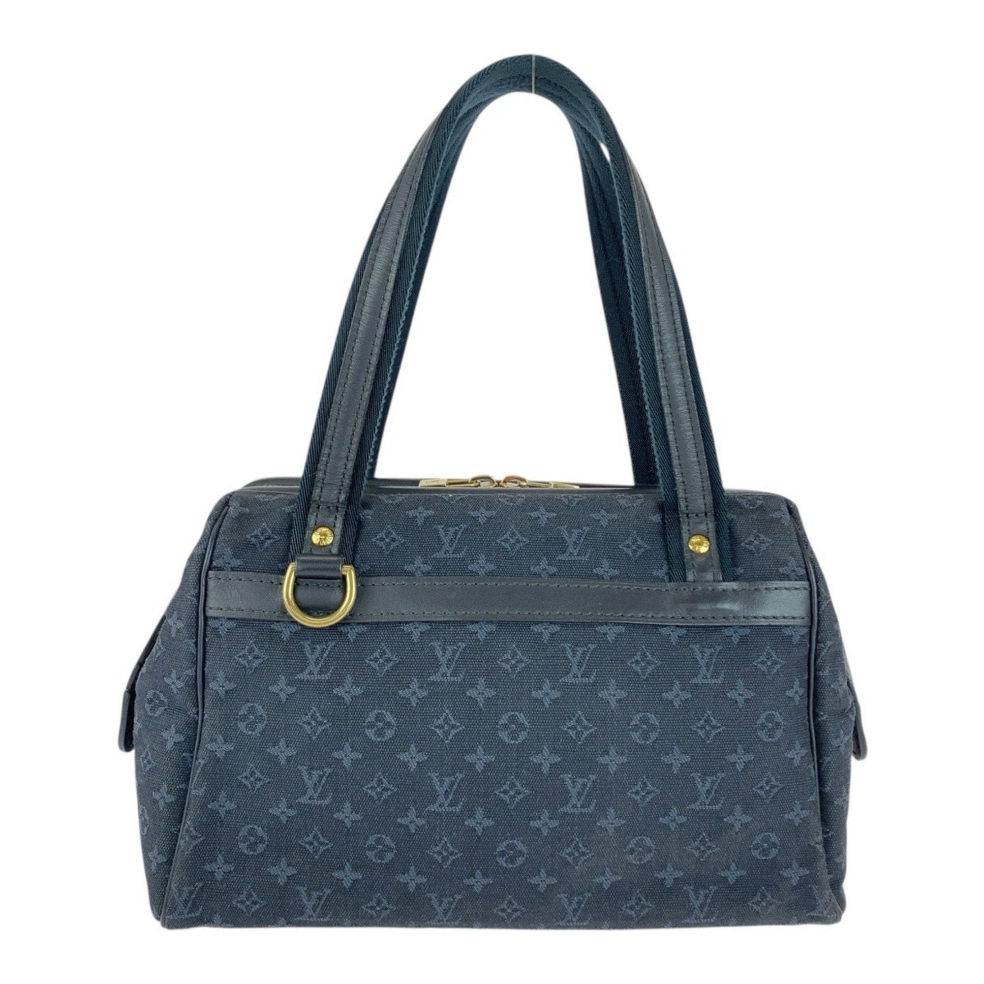 Louis Vuitton Monogram Mini Josephine PN Navy Canvas Leather with Gold Hardware M92414 Handbag Boston Bag for Women