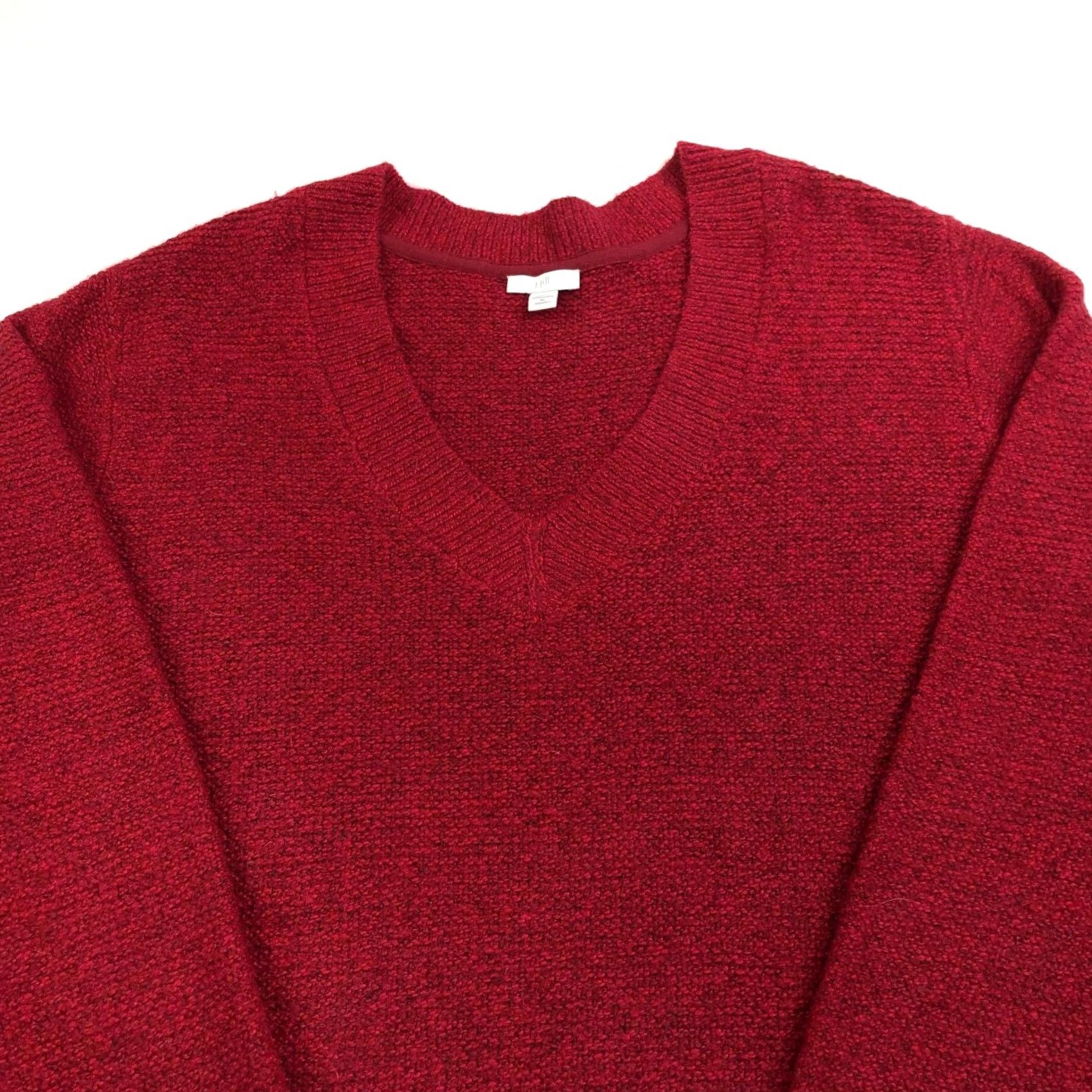 J. Jill J. Jill 4X Knit Relaxed Women's Deep V-Neck Pullover Boxy Sweater Red Size XXL / US 16-18 / IT 52-54 - 2 Thumbnail