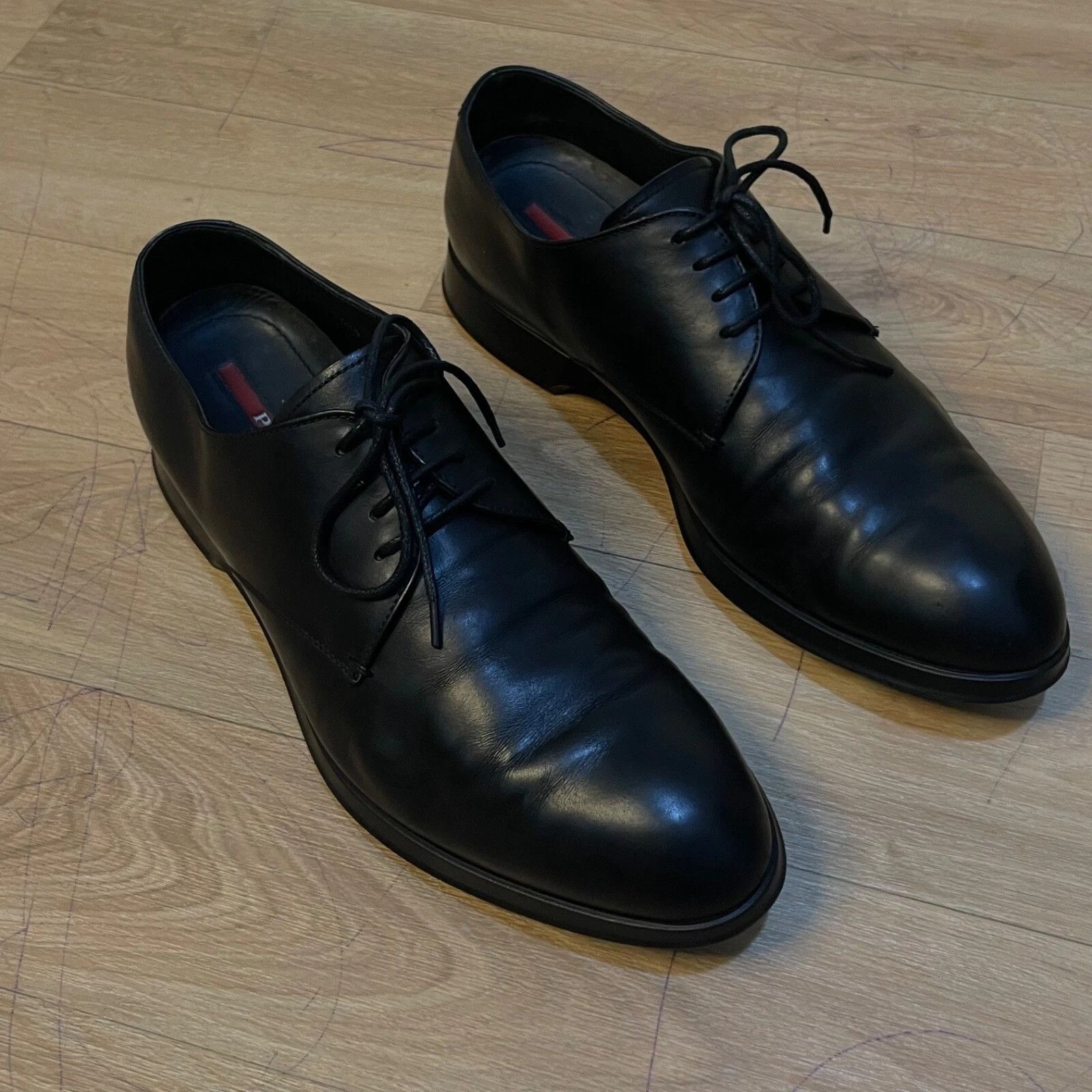 Prada PRADA Shoes Dress Derby Low Top Lace Up black made in italy Size US 8 / EU 41 - 1 Thumbnail