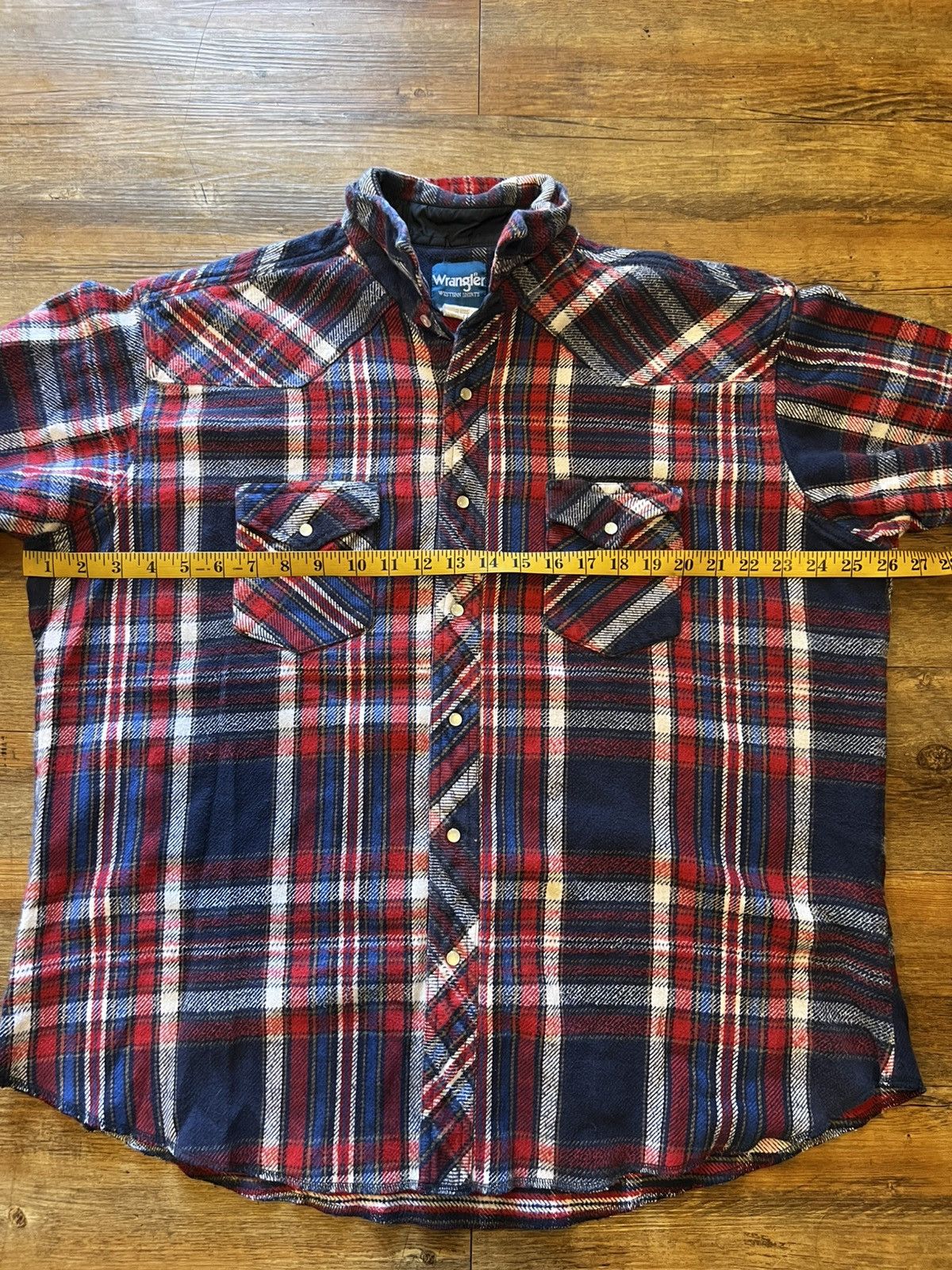 Flannel Vintage 1980's Wrangler Western Pearl Snap Long Sleeve Shirt Size US XL / EU 56 / 4 - 7 Thumbnail