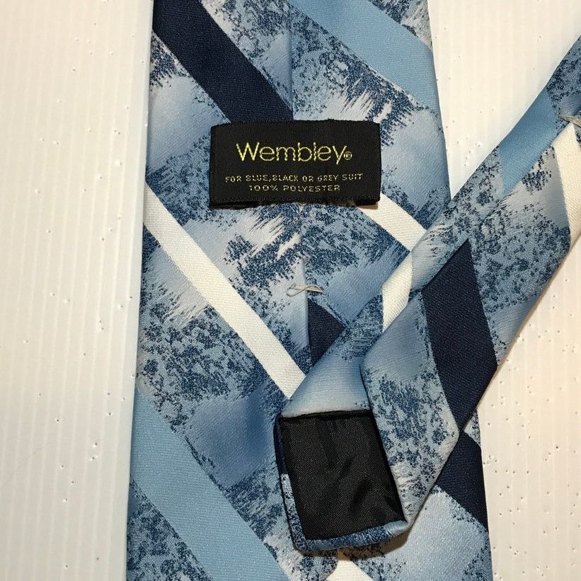 Other Wembley Blue Striped Short Wide Necktie Size ONE SIZE - 4 Thumbnail