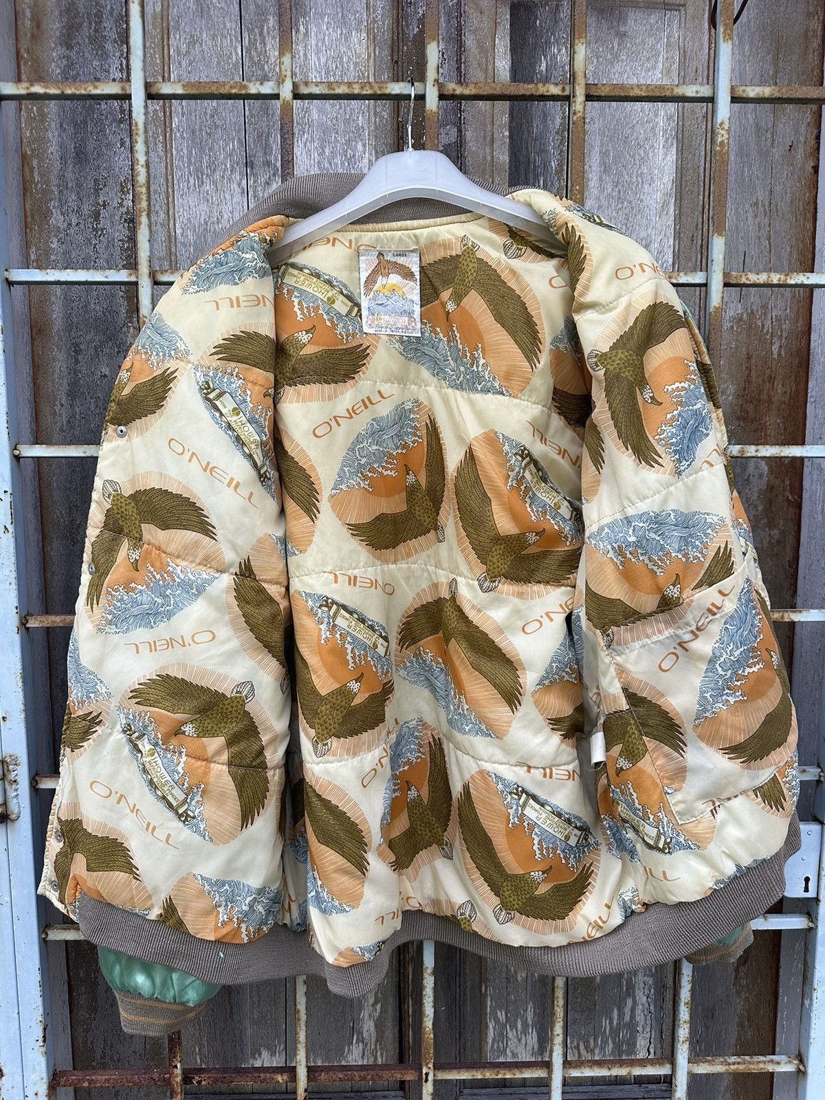 O'Neill Vintage Oneill Shower Used Faded Green Bomber Jacket Z11 Size US L / EU 52-54 / 3 - 2 Thumbnail