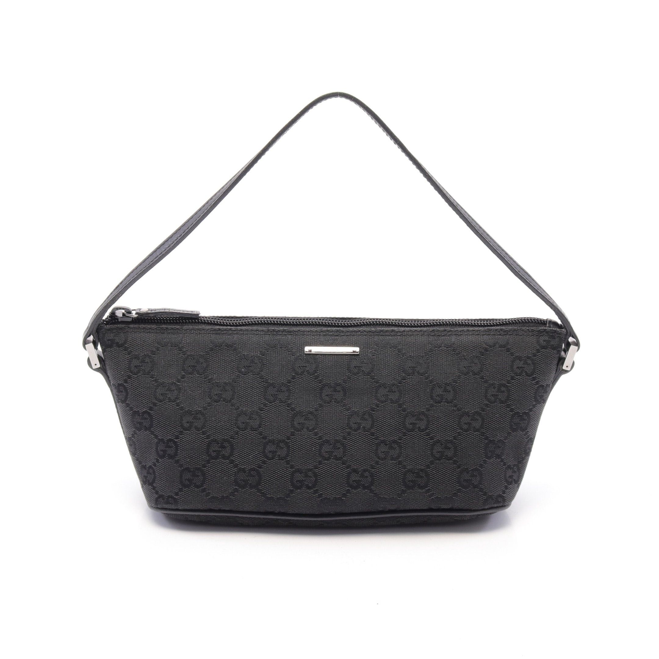 Gucci Gucci Gg Canvas Accessory Pouch Handbag Leather Black Size ONE SIZE - 1 Thumbnail