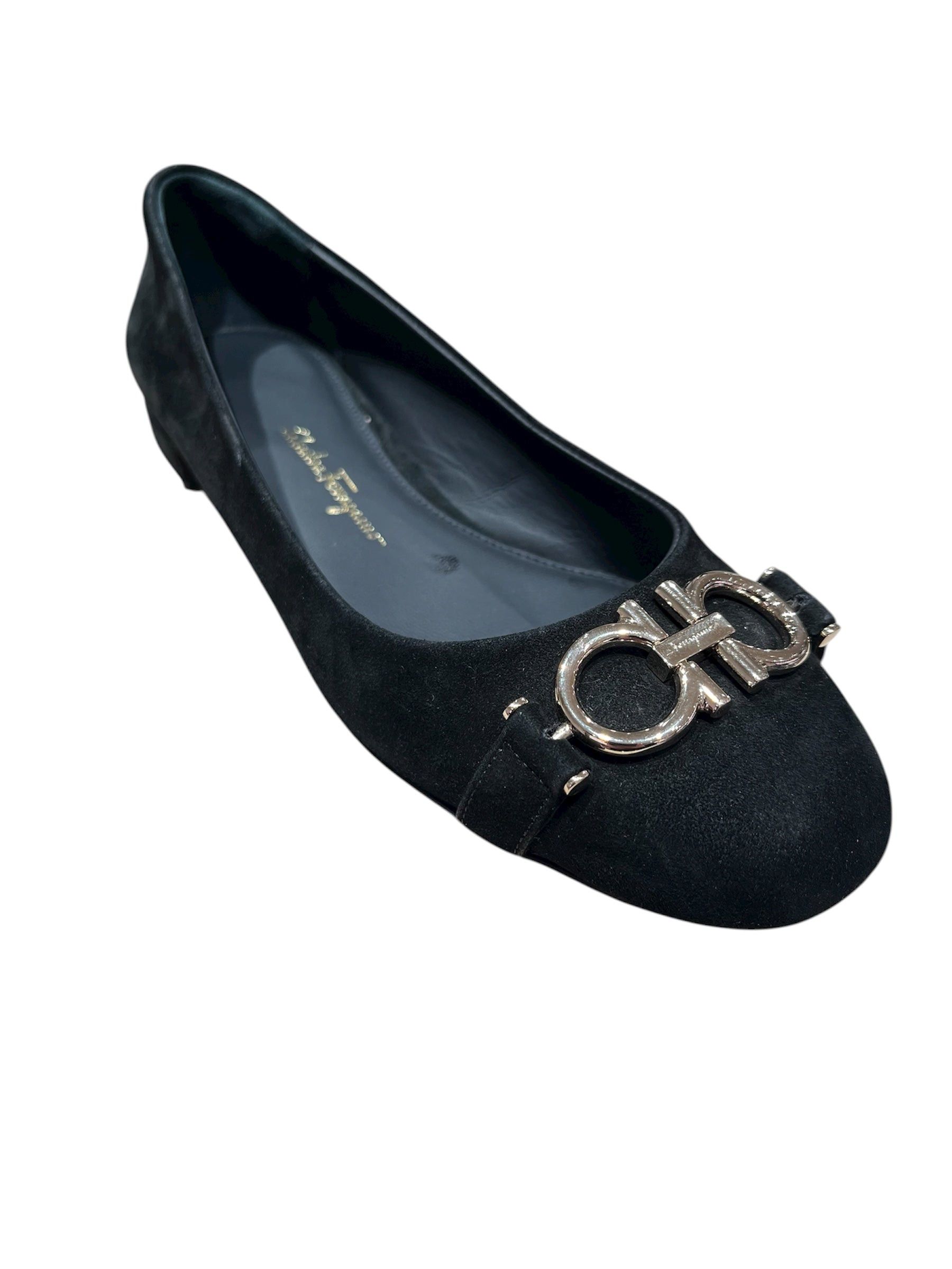 Ferragamo Logo Garda Suede Pumps SIZE 10