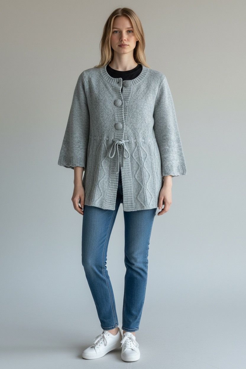 Vintage Lucy & Laurel Gray 100% Lambswool Cardigan Sweater
