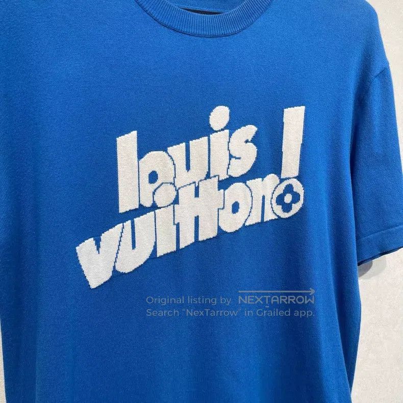 Louis Vuitton Louis Vuitton Logo jacquard blue knit short sleeves Size US L / EU 52-54 / 3 - 3 Thumbnail
