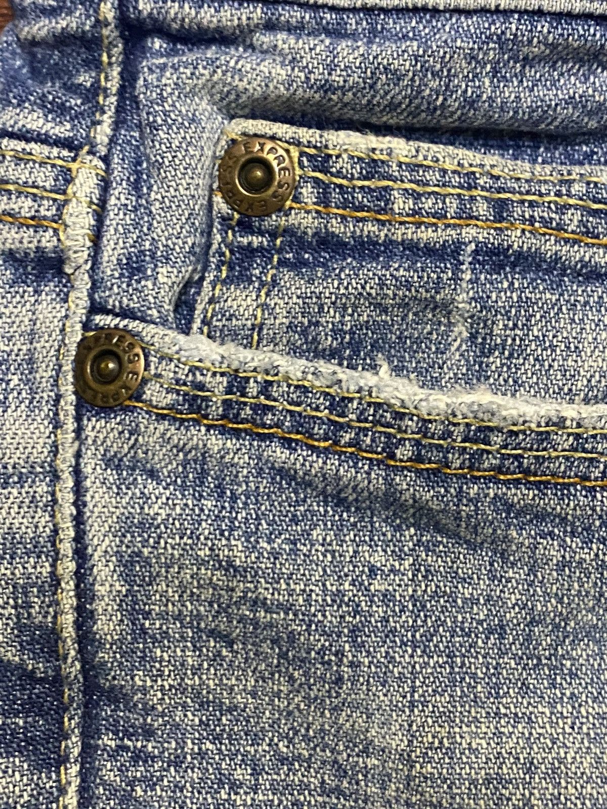 Express Vintage Japanese Brand Express Grunge Splatter Flare Jean. Size 31" - 8 Thumbnail