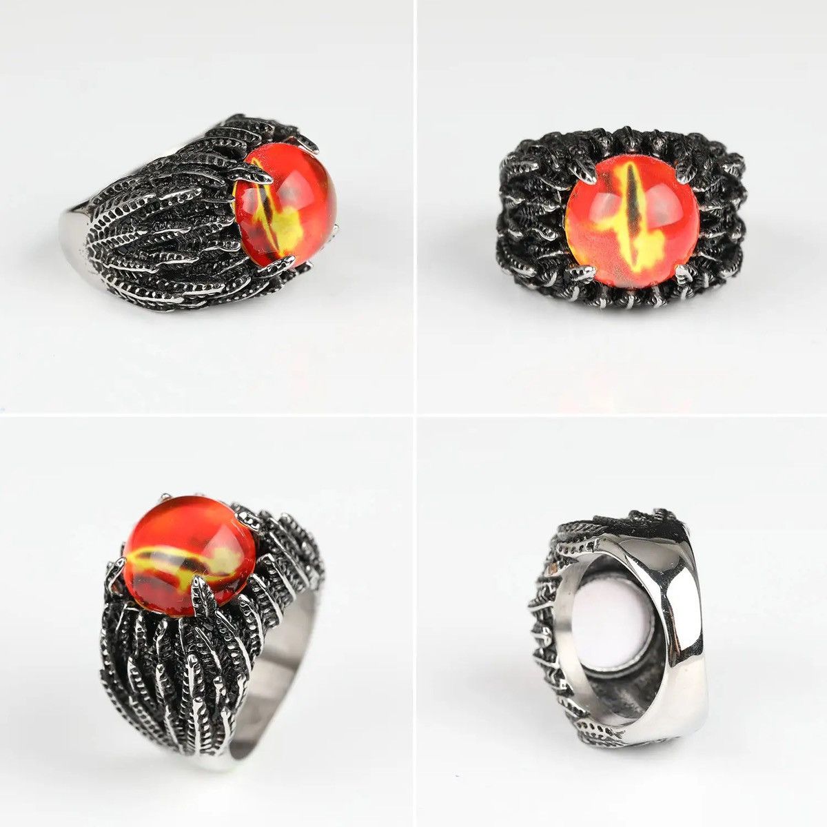 Jewelry Feather Evil Eye Ring Size ONE SIZE - 6 Thumbnail