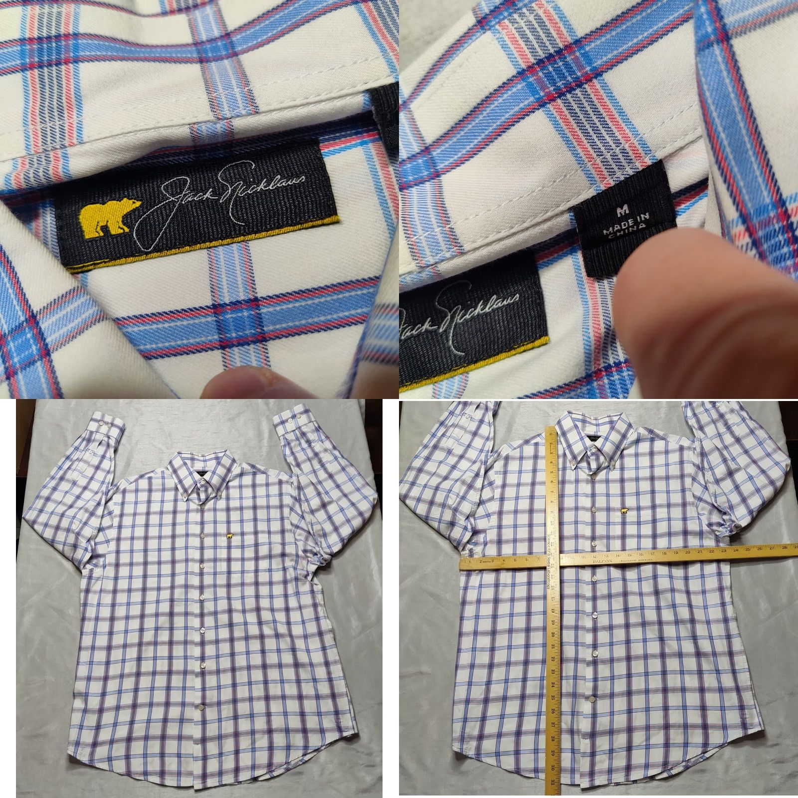 Vintage JACK NICKLAUS Red White Blue Plaid Button-Up Shirt - Men M EUC Size US M / EU 48-50 / 2 - 8 Thumbnail