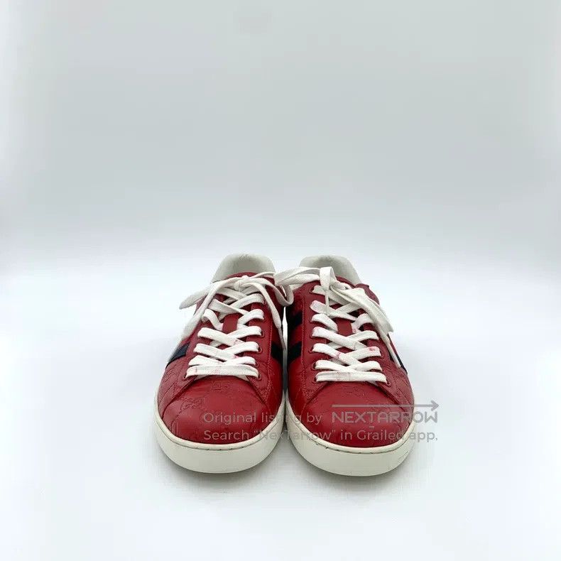 Gucci Gucci Red striped webbing logo dark pattern lacing casual Size US 8 / EU 41 - 3 Thumbnail