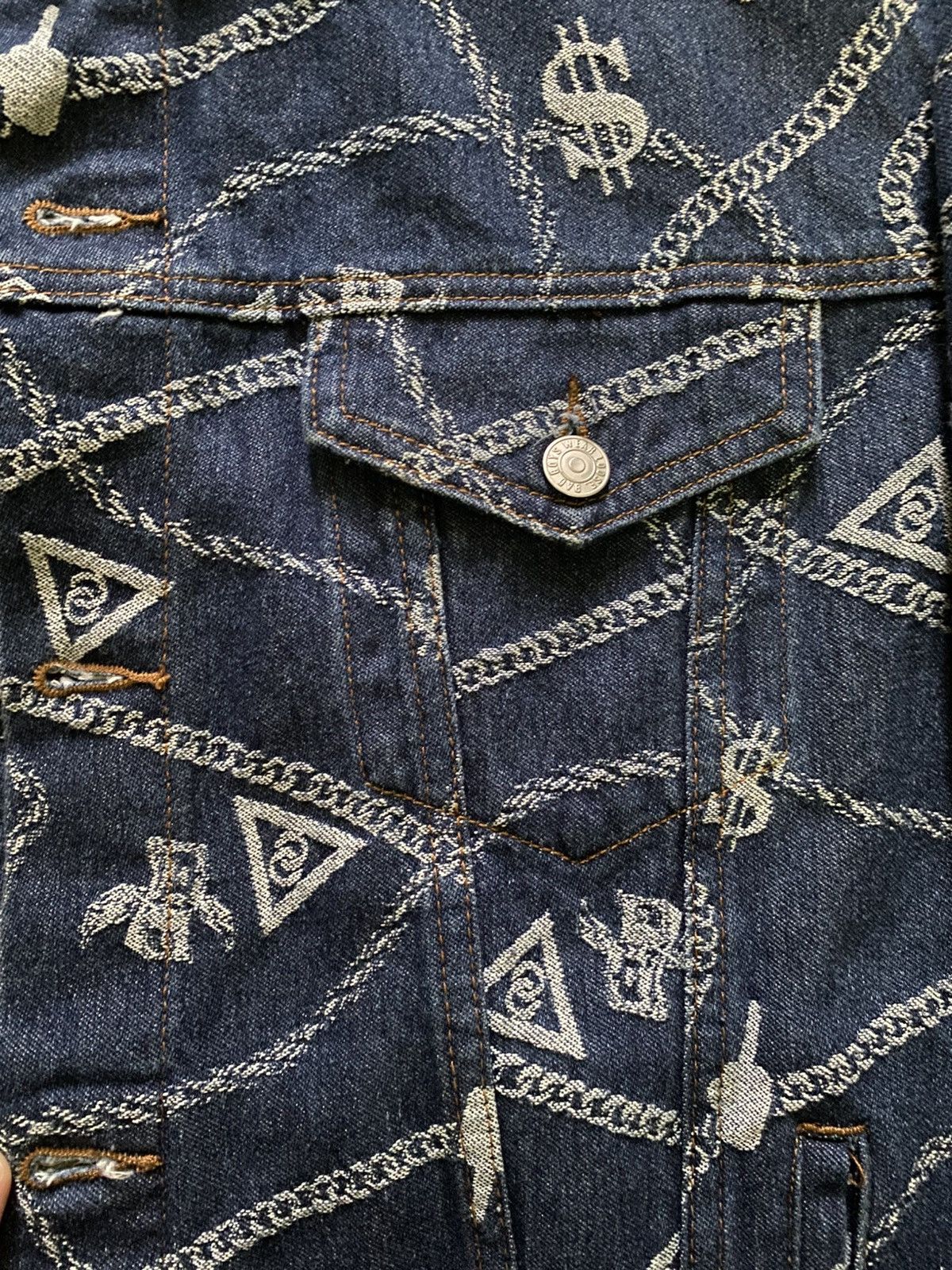 Japanese Brand loose x undercover monogram design denim type lll jacket Size US L / EU 52-54 / 3 - 6 Thumbnail