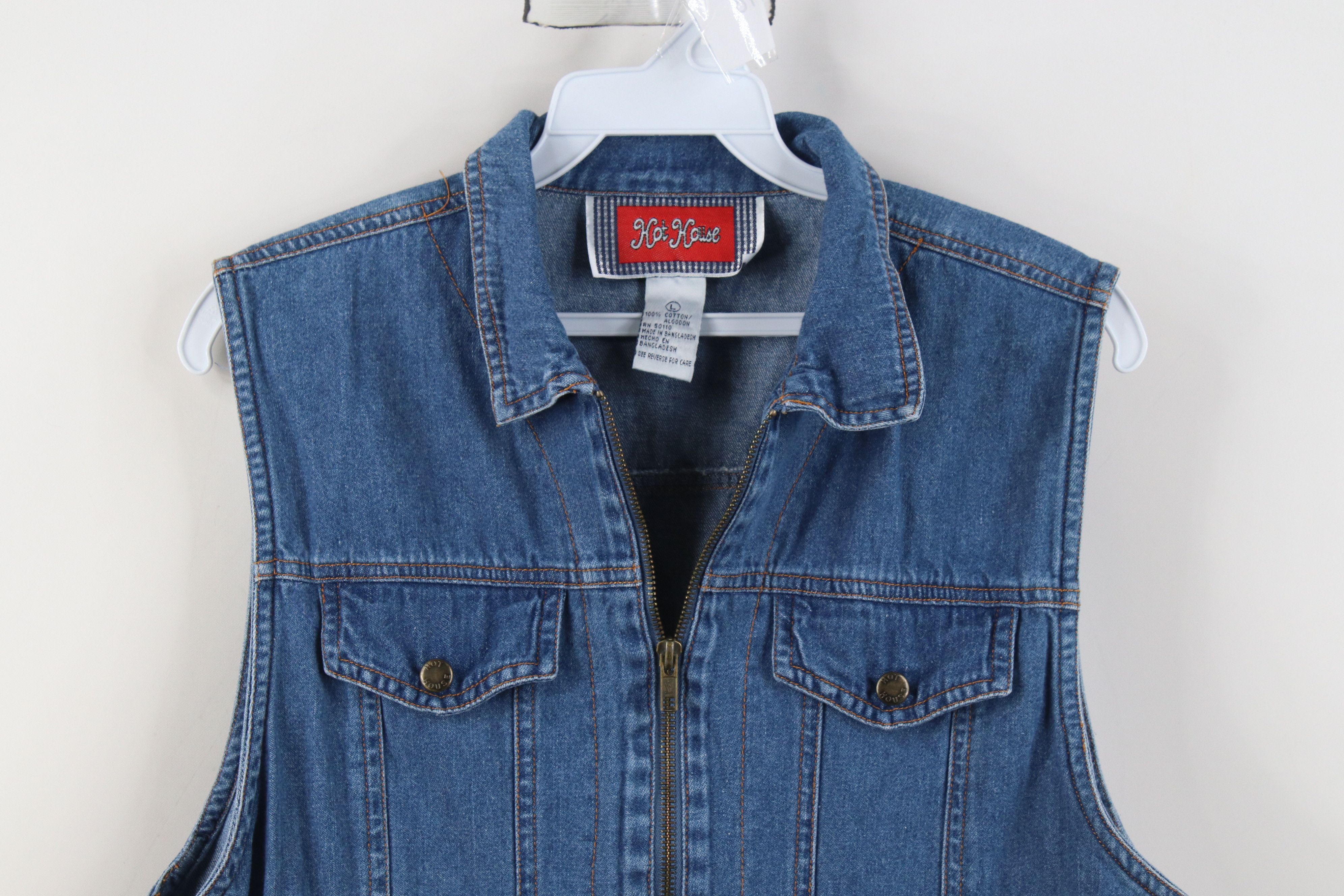 Vintage Vintage 90s Y2K Babydoll Full Zip Denim Jean Vest Jacket Size L / US 10 / IT 46 - 2 Thumbnail